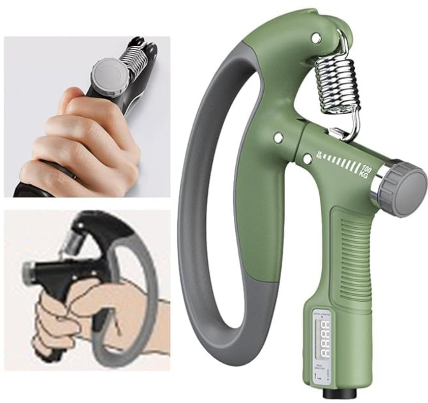 Image of UKARUS D- Shaped Hand Gripper With Counter Timer| Hand Grip 100KG Strengthener Hand Grip /Fitness Grip