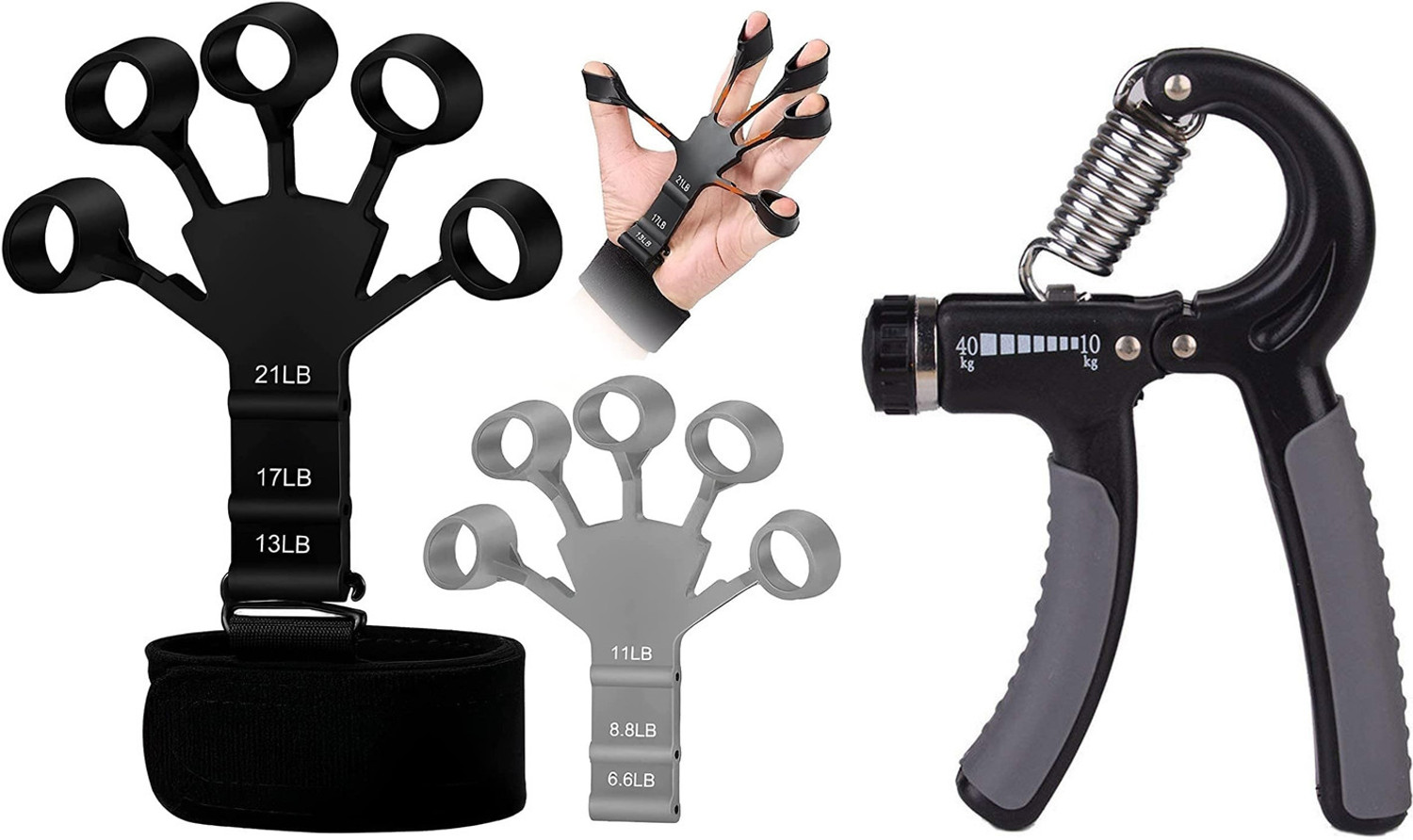 Image of Pheonix Hand Grip Strengthener Set with Finger Exerciser and Adjustable Hand Gripper Hand Grip /Fitness Grip