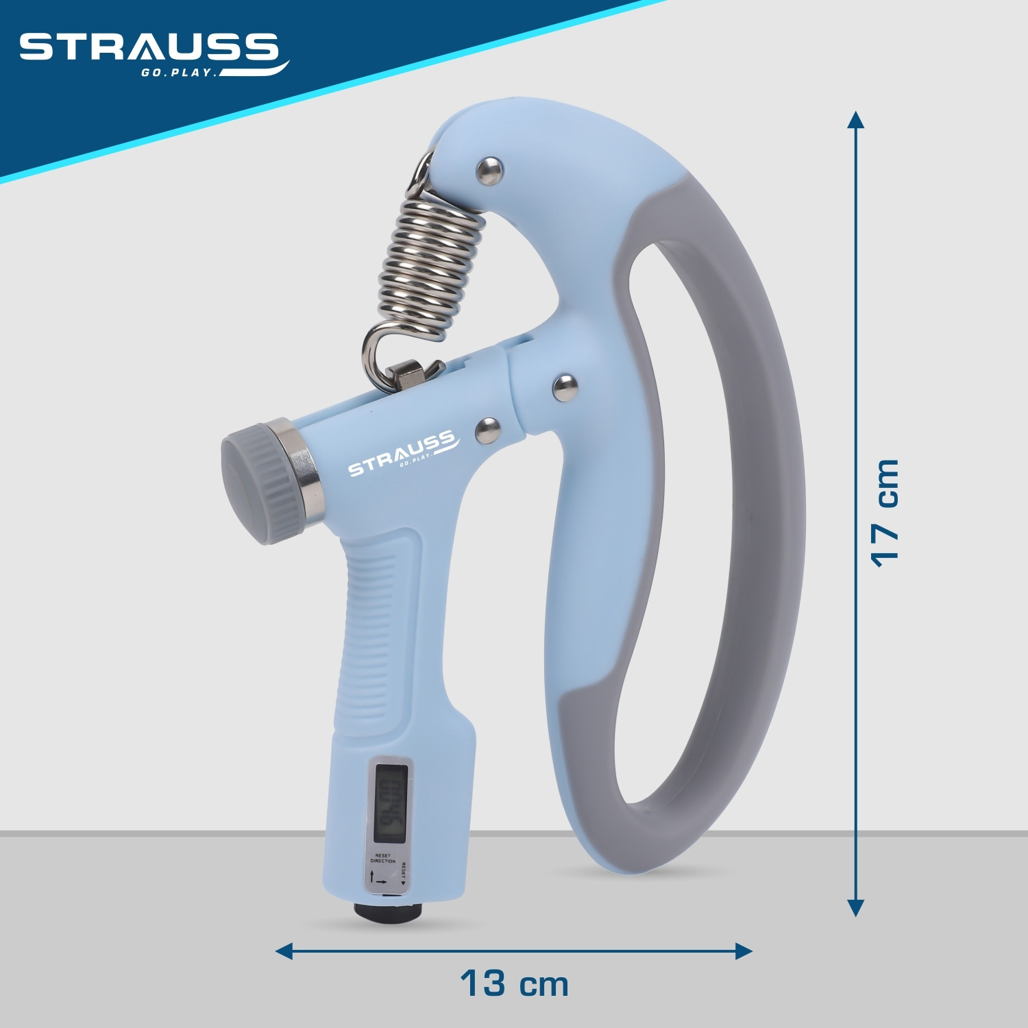 Image of Strauss Adjustable D- Shaped Hand Gripper with Counter| Hand Grip Strengthener (100 Kg)| Hand Grip /Fitness Grip