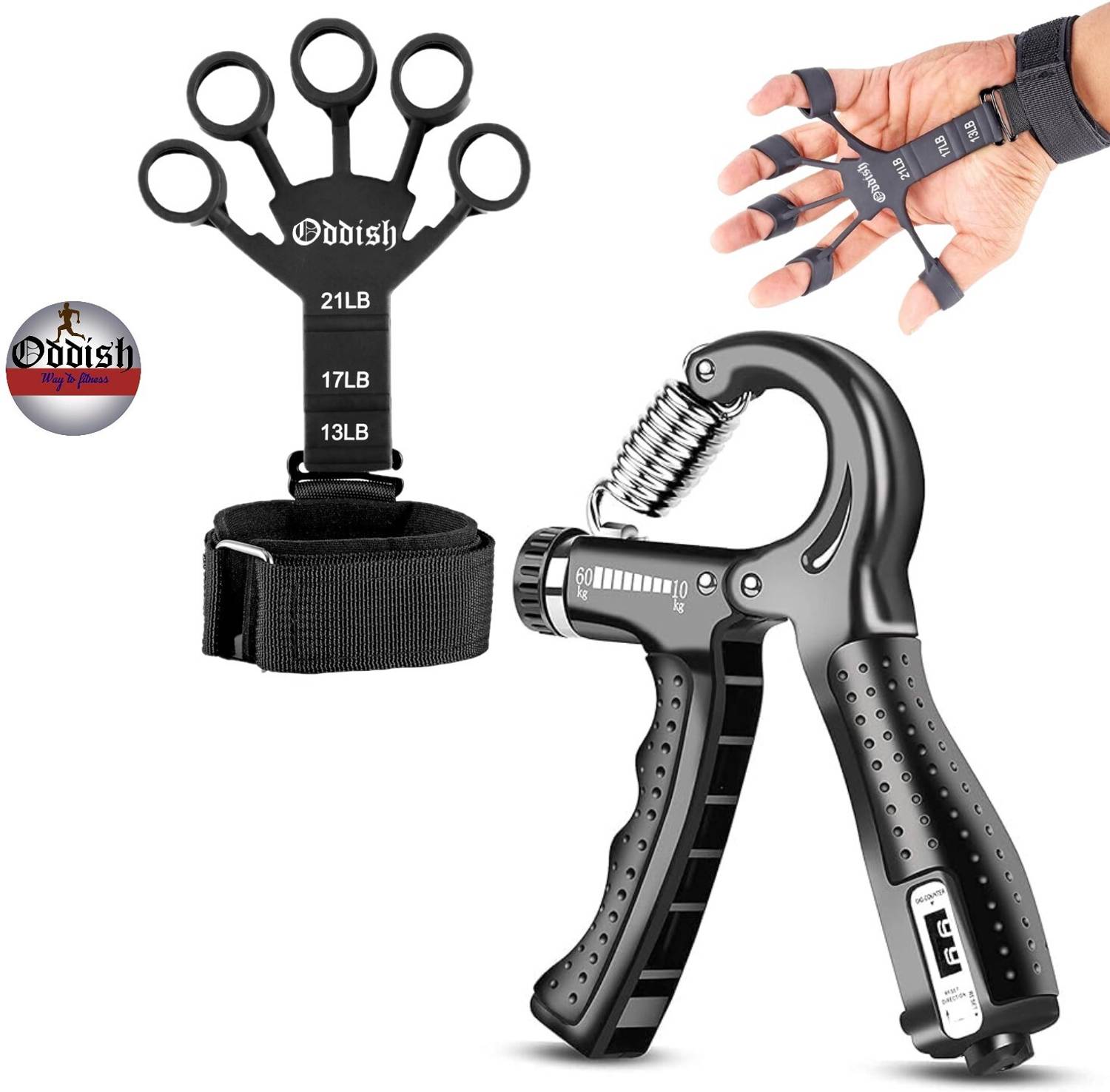 Oddish FINGER GRIPPER WITH R SHAPE ADJUSTABLE SPRING COUNTER HAND