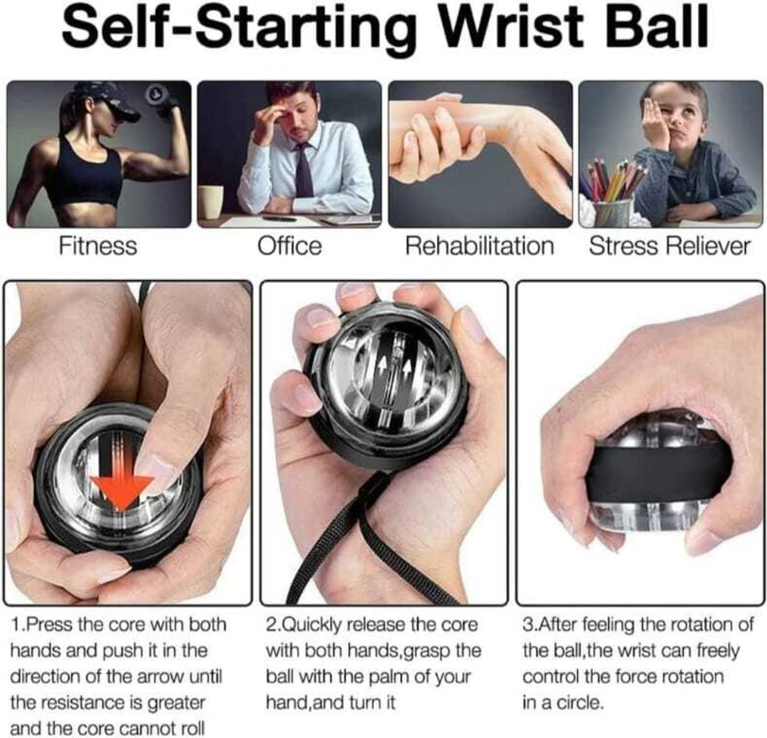 Image of NITYA ENTERPRISE Wrist Gyro Ball for Stronger Muscle and Bones Workout Strengthening Exerciser Hand Grip /Fitness Grip