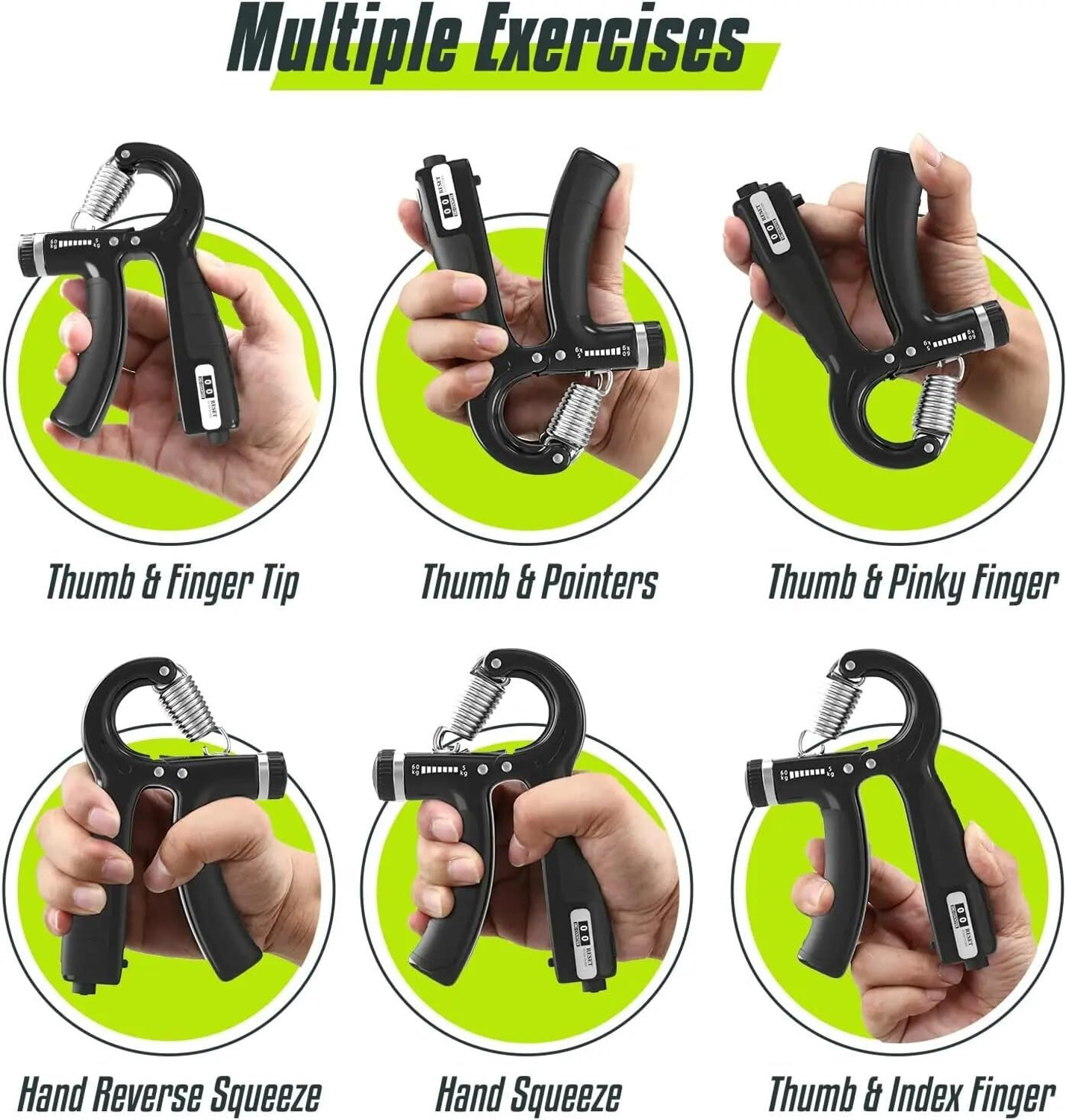 Image of FITNESSMIX Adjustable Counter Hand & Finger Grip For Improving Strength & Flexibility-Combo Hand Grip /Fitness Grip
