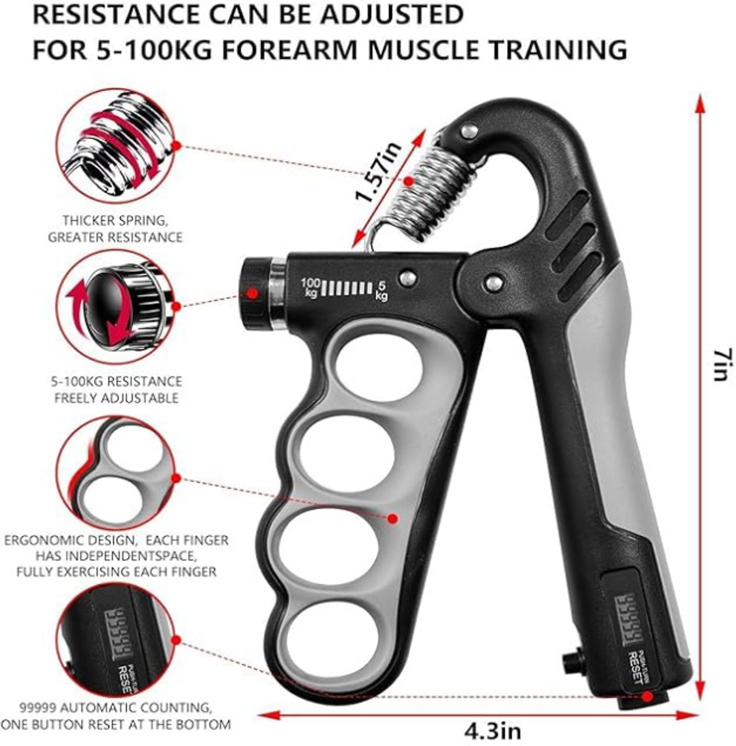 Image of UKARUS Ring counter Hand Grip Strength Trainer for Muscle Building, Forearm Exerciser Hand Grip /Fitness Grip