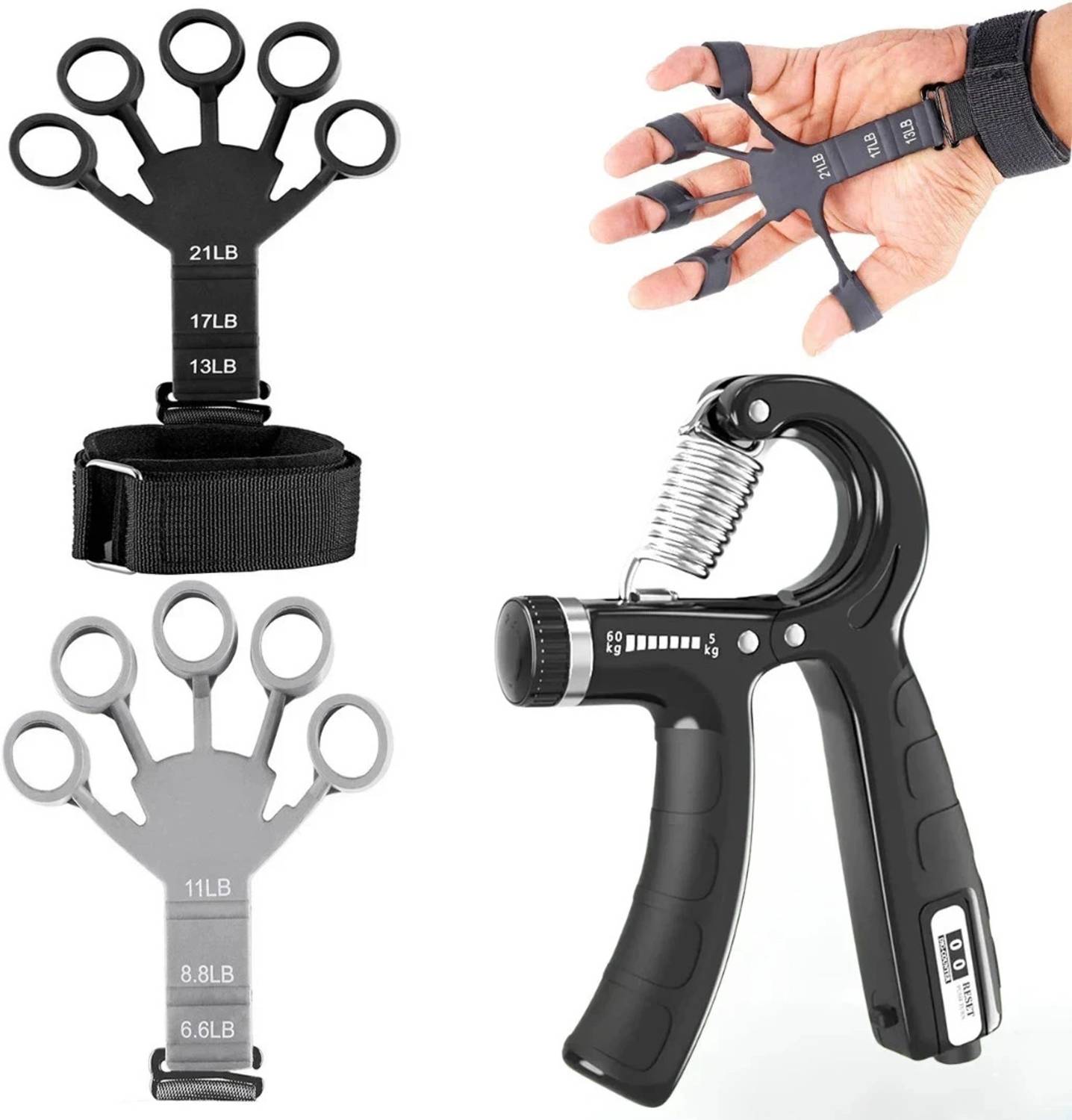 AJRO Hand Power Gripper & Finger Resistance Band - Image 1