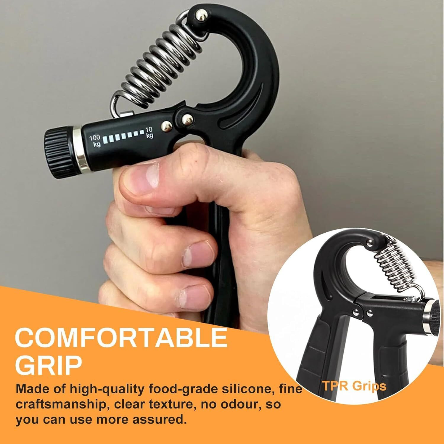 Image of QCEN Adjustable Counting Grip Strengthener 10-100 KG with Digital Counter | Hand Grip Hand Grip /Fitness Grip