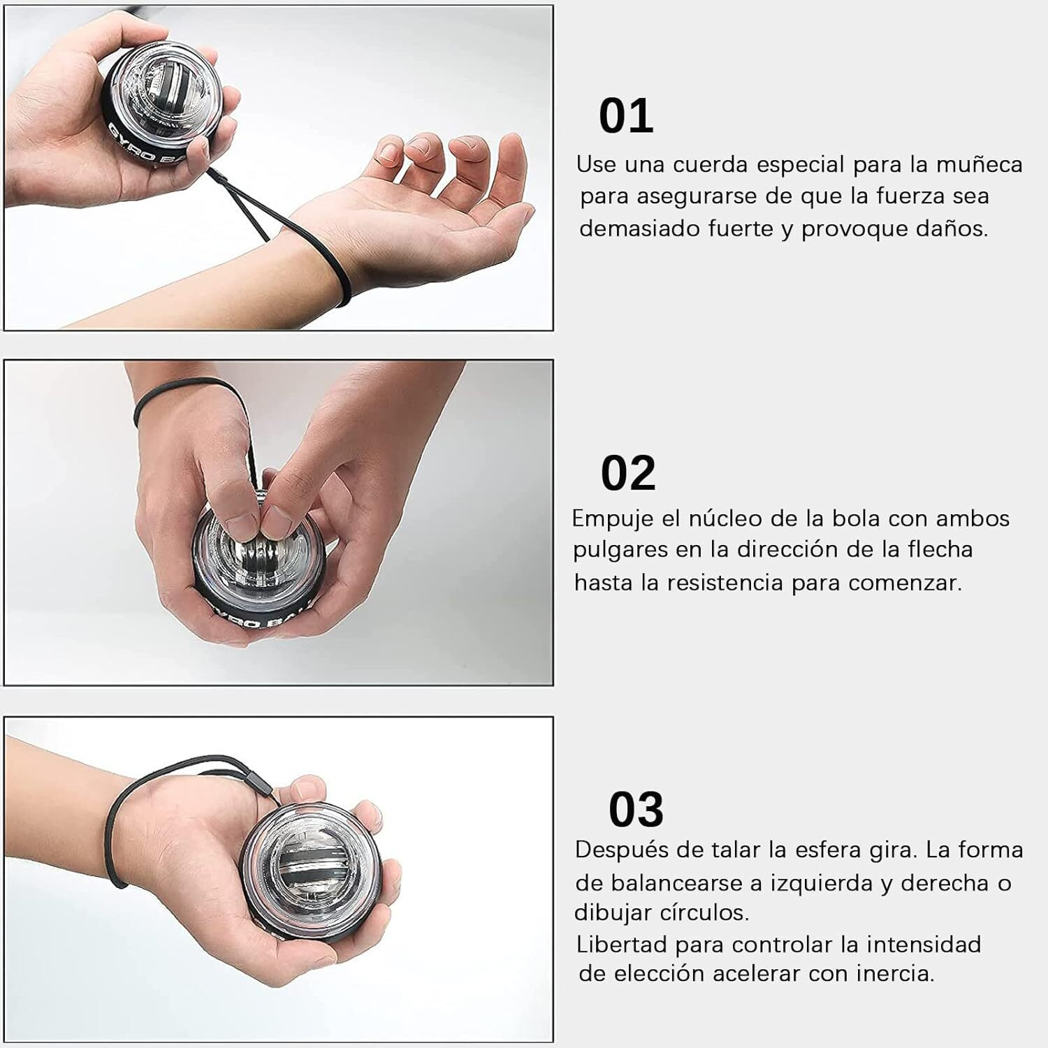 Image of edihome Gyro Ball Wrist Exerciser for Forearm Strength, Hand Muscles, and Finger Workout Hand Grip /Fitness Grip