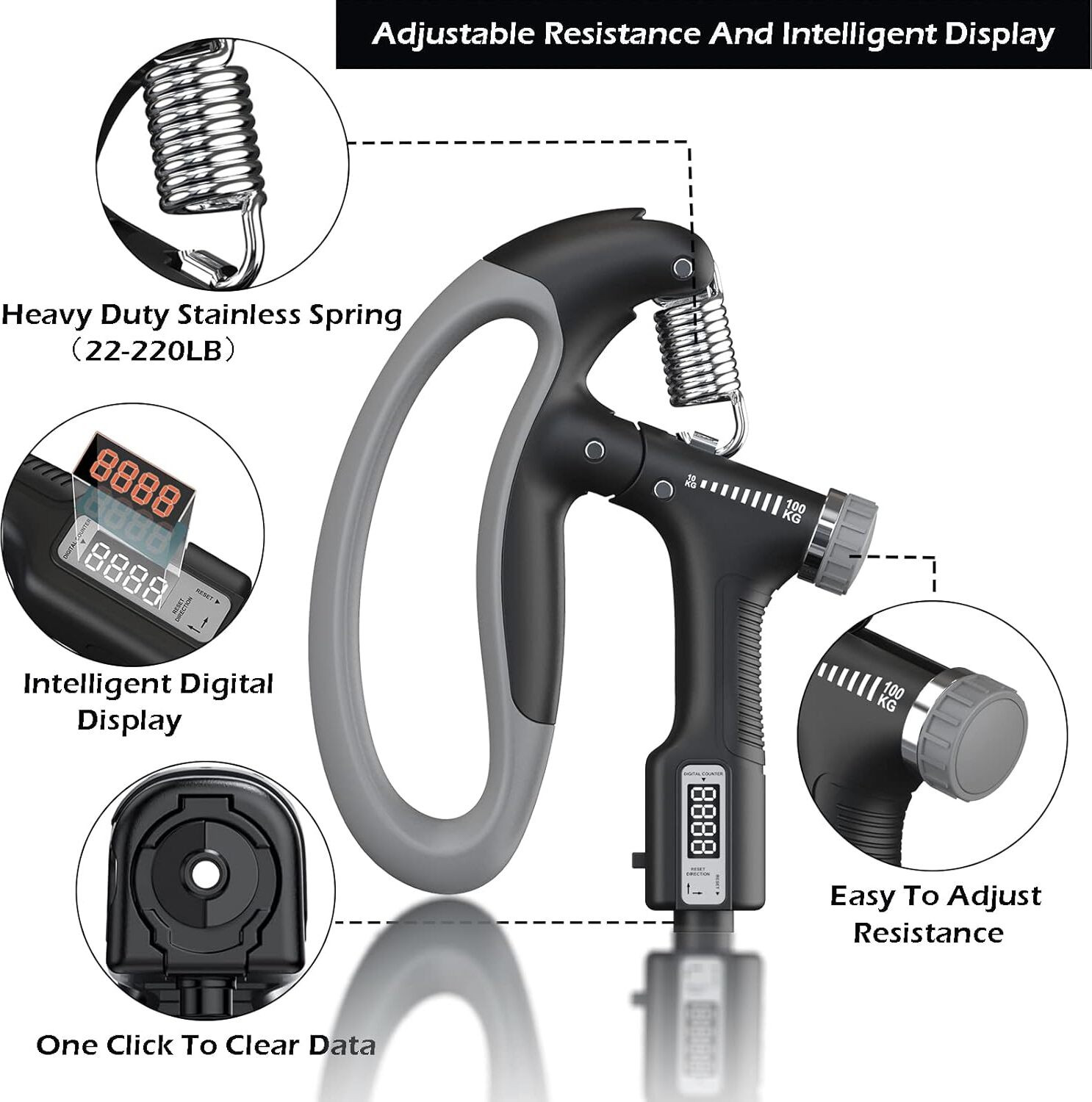 Image of VEEDEE ZONE Hand Grip Strength Trainer, Hand Grip Strengthener with Counter Hand Grip /Fitness Grip