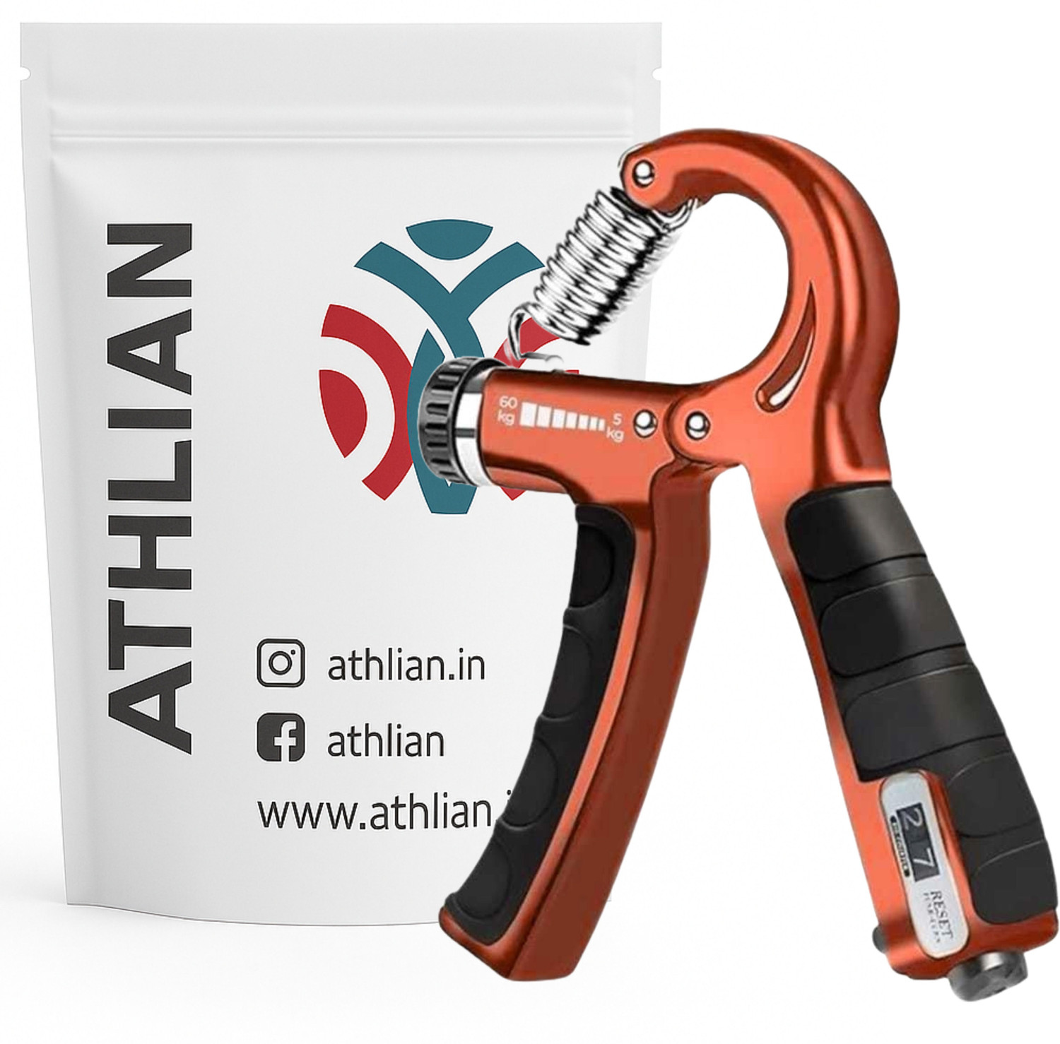 Image of Athlian Adjustable Hand Gripper with Counter, 5-60kg Hand Strengthener for Men & Women Hand Grip /Fitness Grip
