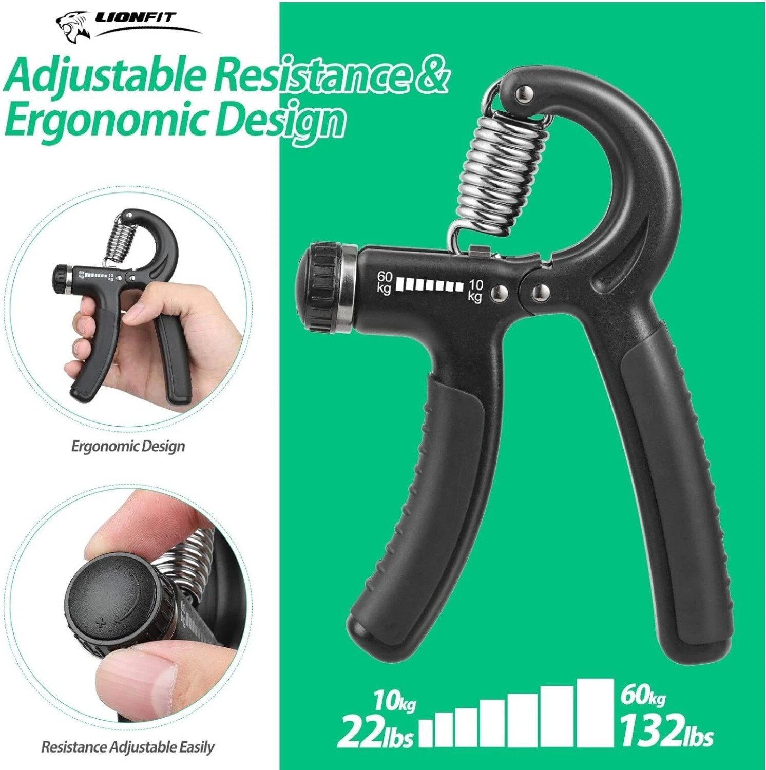 Image of LIONFIT Resistance Hand Grip 5-60kg for Home Gym Workout Hand Grip /Fitness Grip