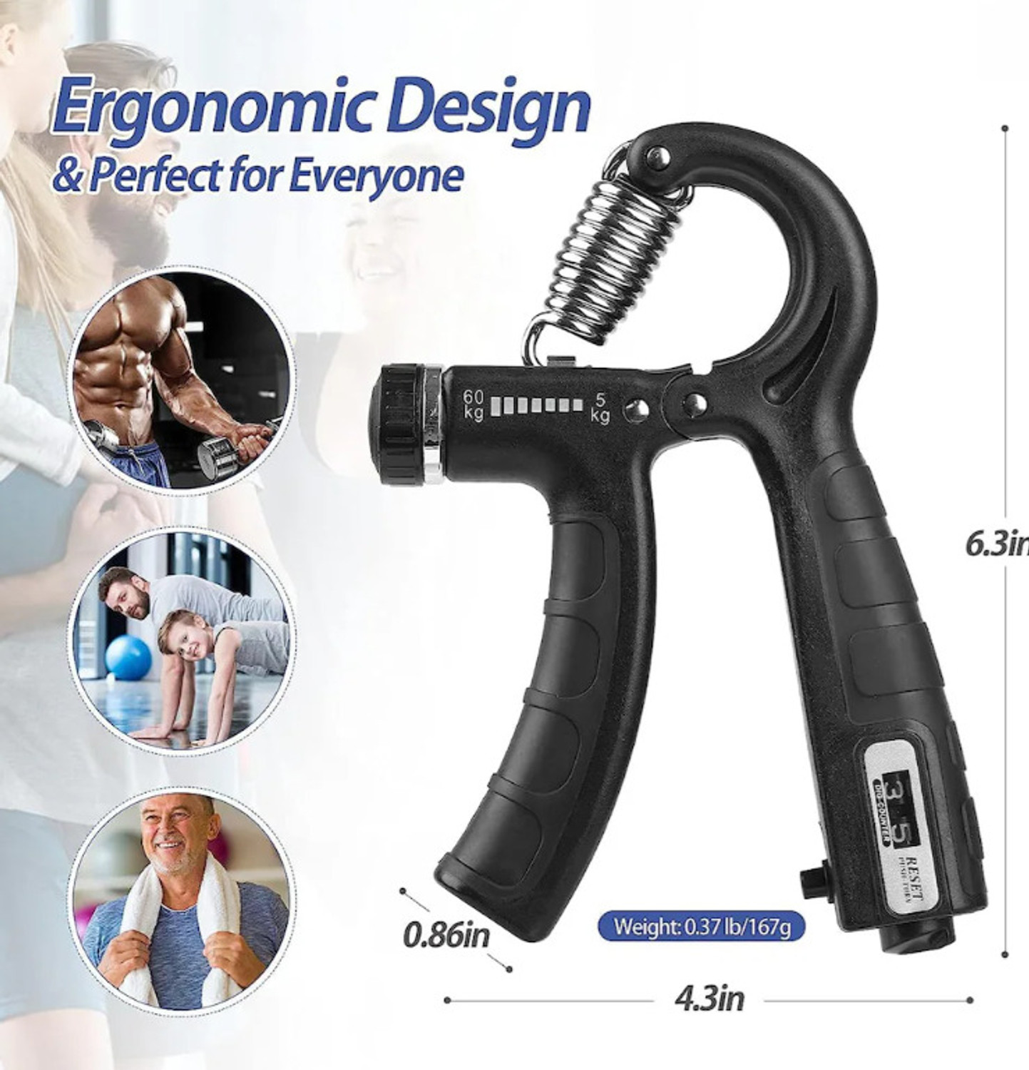 Image of UKARUS Digital Hand Grip & V-shape grip V-Shape Hand Gripper Finger Gripper for Gym Hand Grip /Fitness Grip (Multicolor)