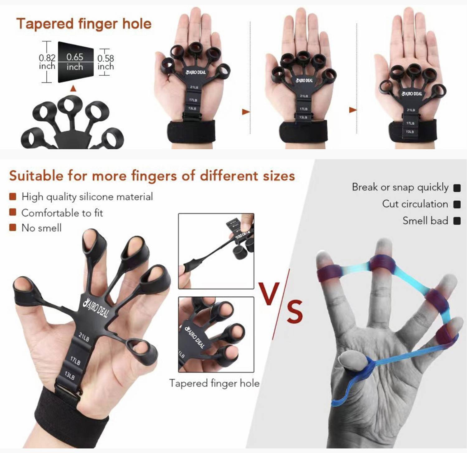 AJRO Hand Power Gripper & Finger Resistance Band - Image 4