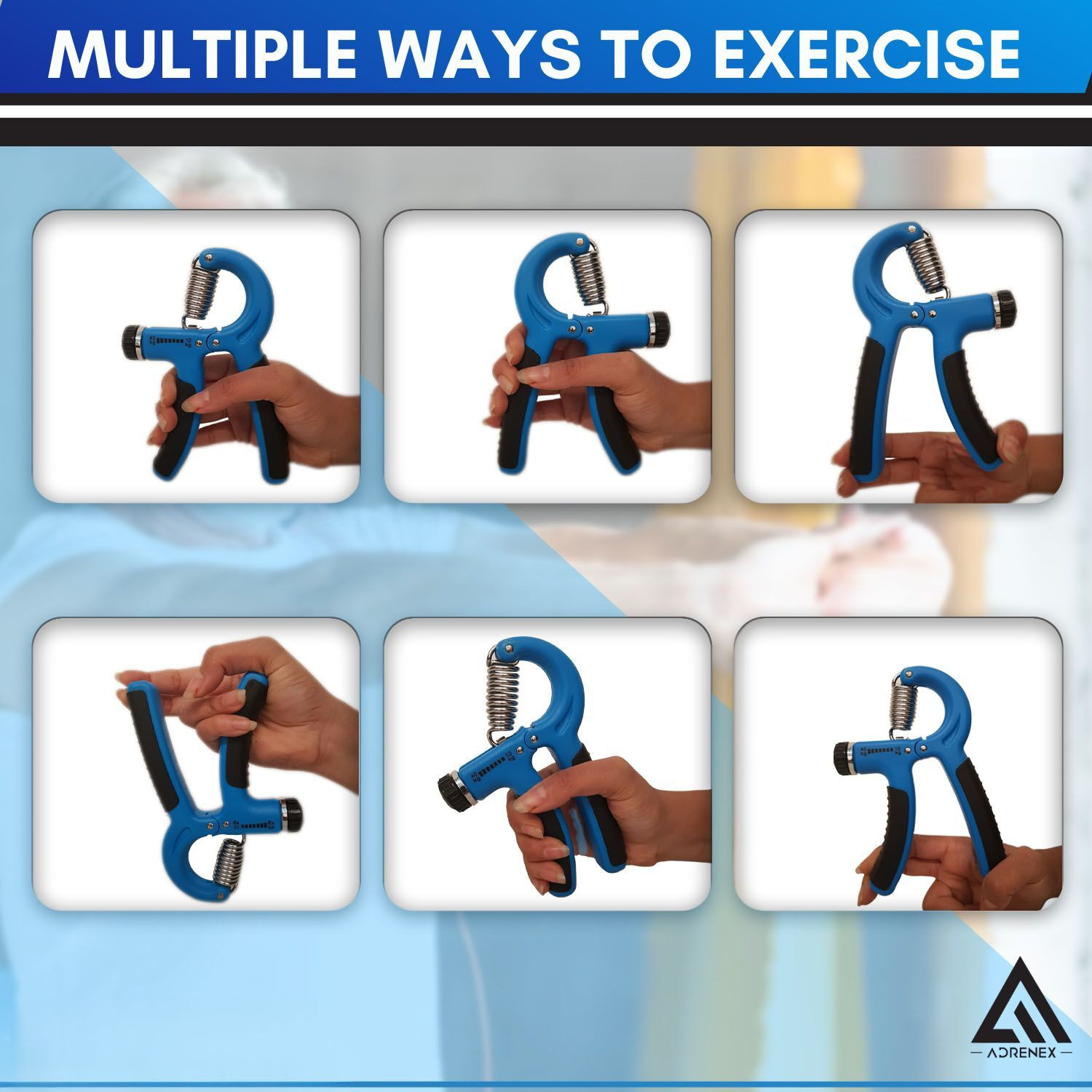 Image of Adrenex by Flipkart Adjustable Hand Grip Strengthener | Forearm & Wrist Strength Trainer Hand Grip /Fitness Grip