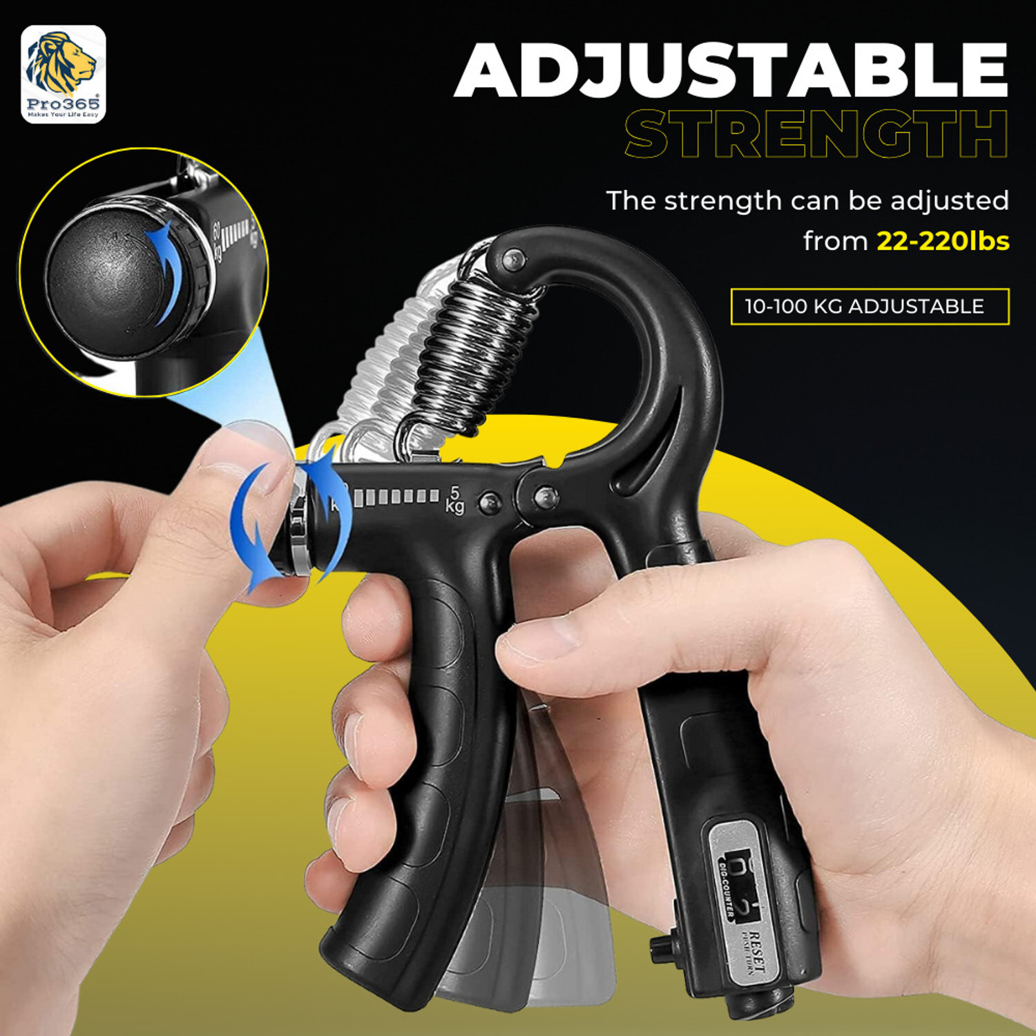 Image of PRO365 Adjustable Counter for Hand Execiser | Strengthener Hand Grip /Fitness Grip Hand Grip /Fitness Grip