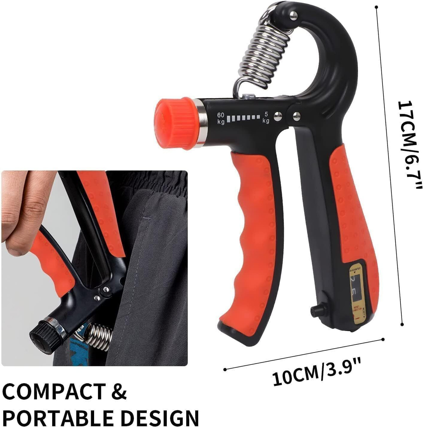 Image of Athlian Adjustable Hand Gripper with Counter, 5-60kg Hand Strengthener for Men & Women Hand Grip /Fitness Grip