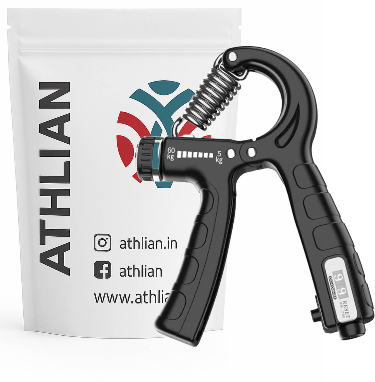 Athlian Adjustable Hand Gripper with Counter, 5-60kg Hand Strengthener for Men & Women Hand Grip/Fitness Grip