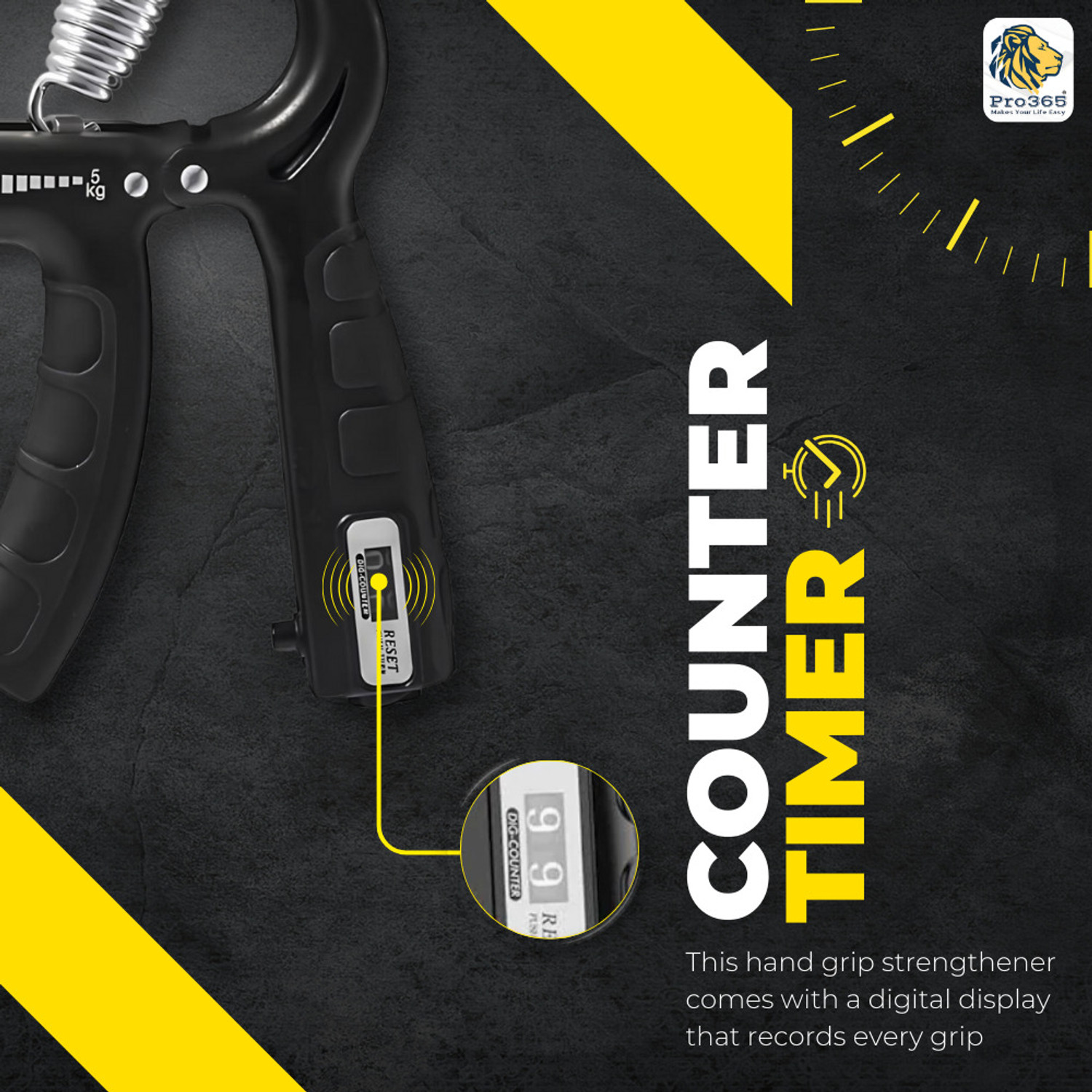 Image of PRO365 Adjustable Counter for Hand Execiser | Strengthener Hand Grip /Fitness Grip Hand Grip /Fitness Grip