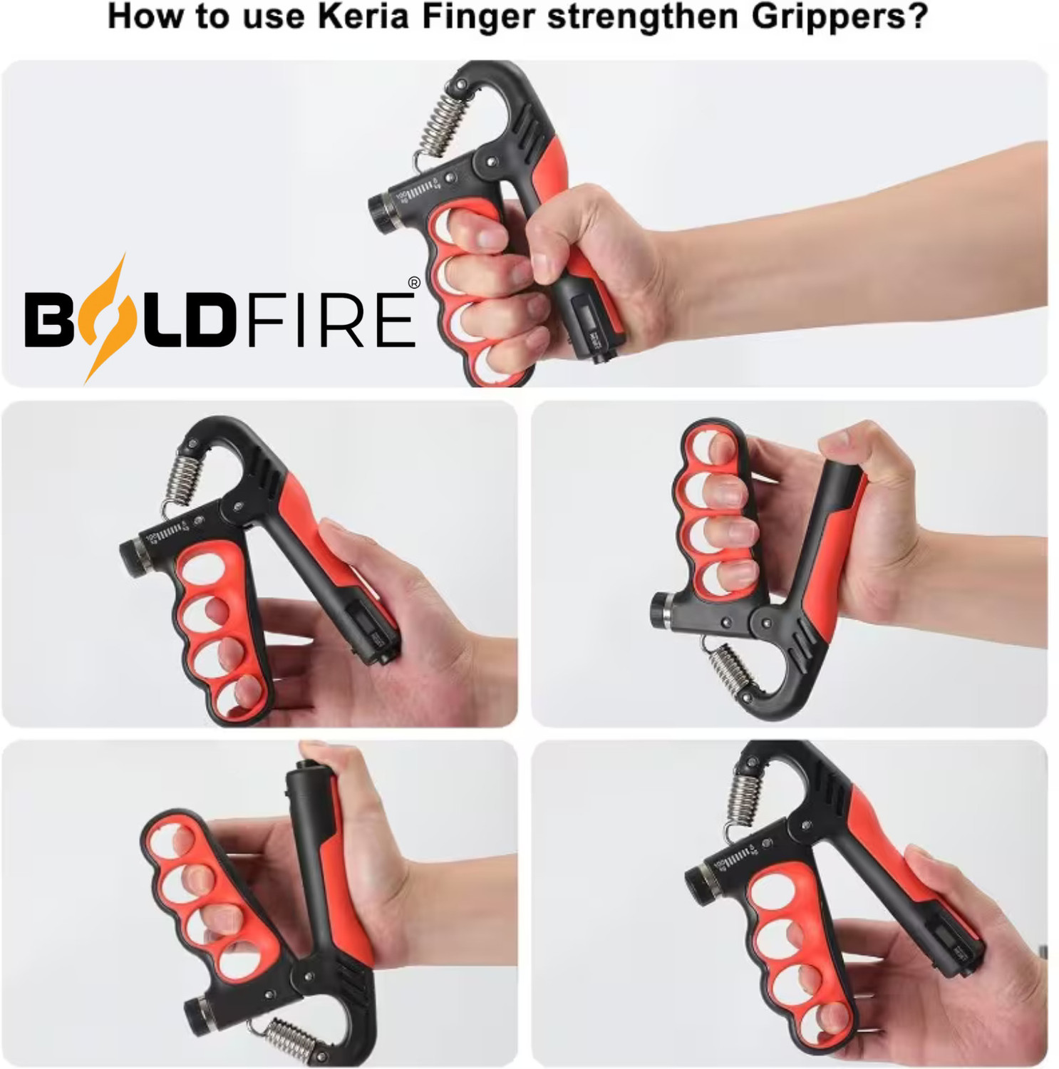 Image of BoldFire Hand Gripper 5-100Kg with Finger Exerciser|Hand,Wrist & Forearm Strength Trainer Hand Grip /Fitness Grip
