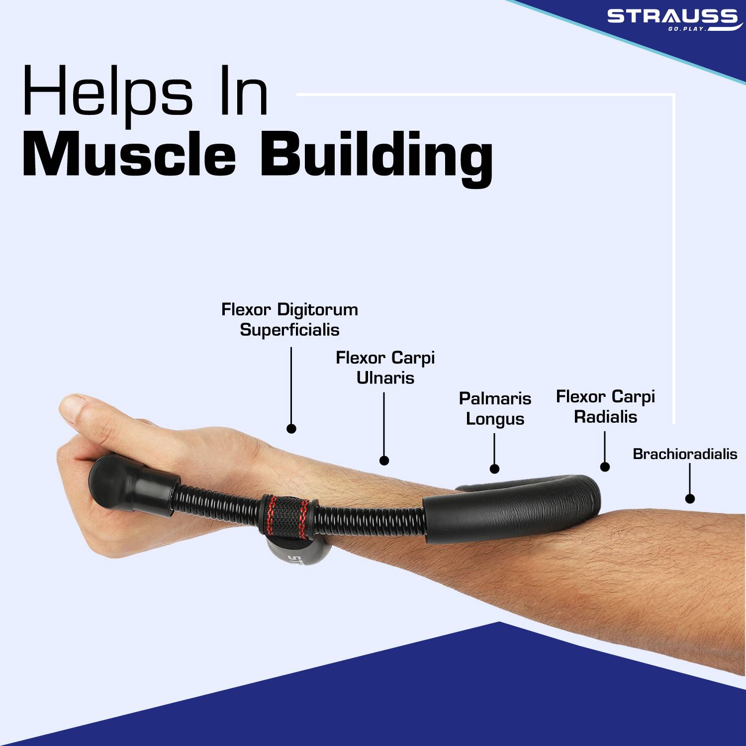 Strauss Adjustable Forearm Strengthener Wrist Exerciser Hand Grip