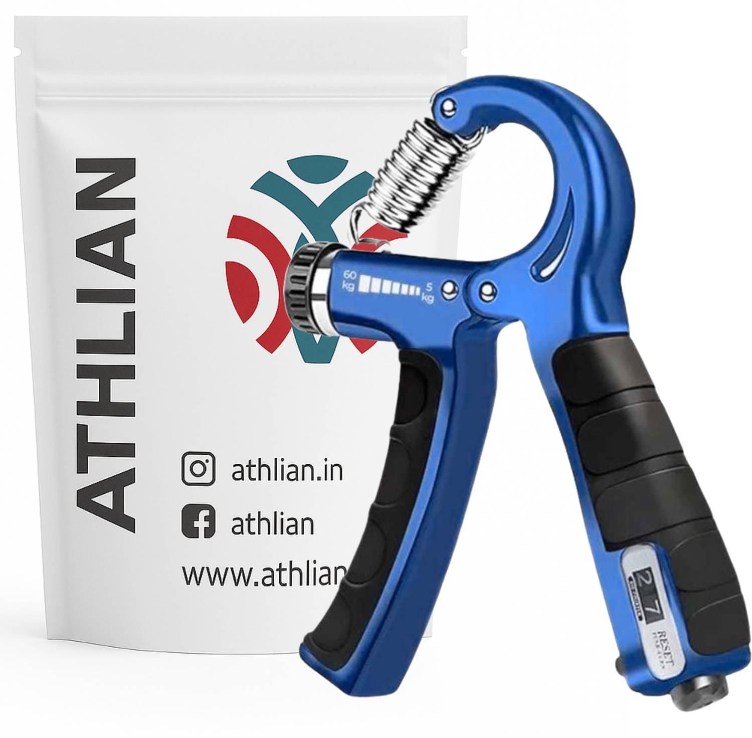 Athlian Adjustable Hand Gripper with Counter, 5-60kg Hand Strengthener for Men & Women Hand Grip/Fitness Grip