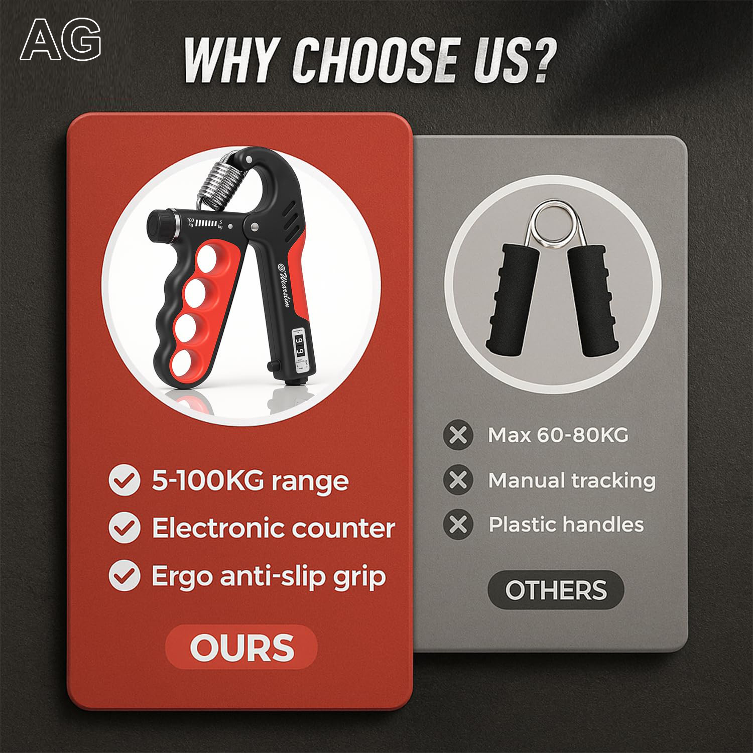 Image of A G Enterprises Hand Grip (5-100kg) & Skipping Rope Combo for Full Body Fitness Hand Grip /Fitness Grip (Black, Red)