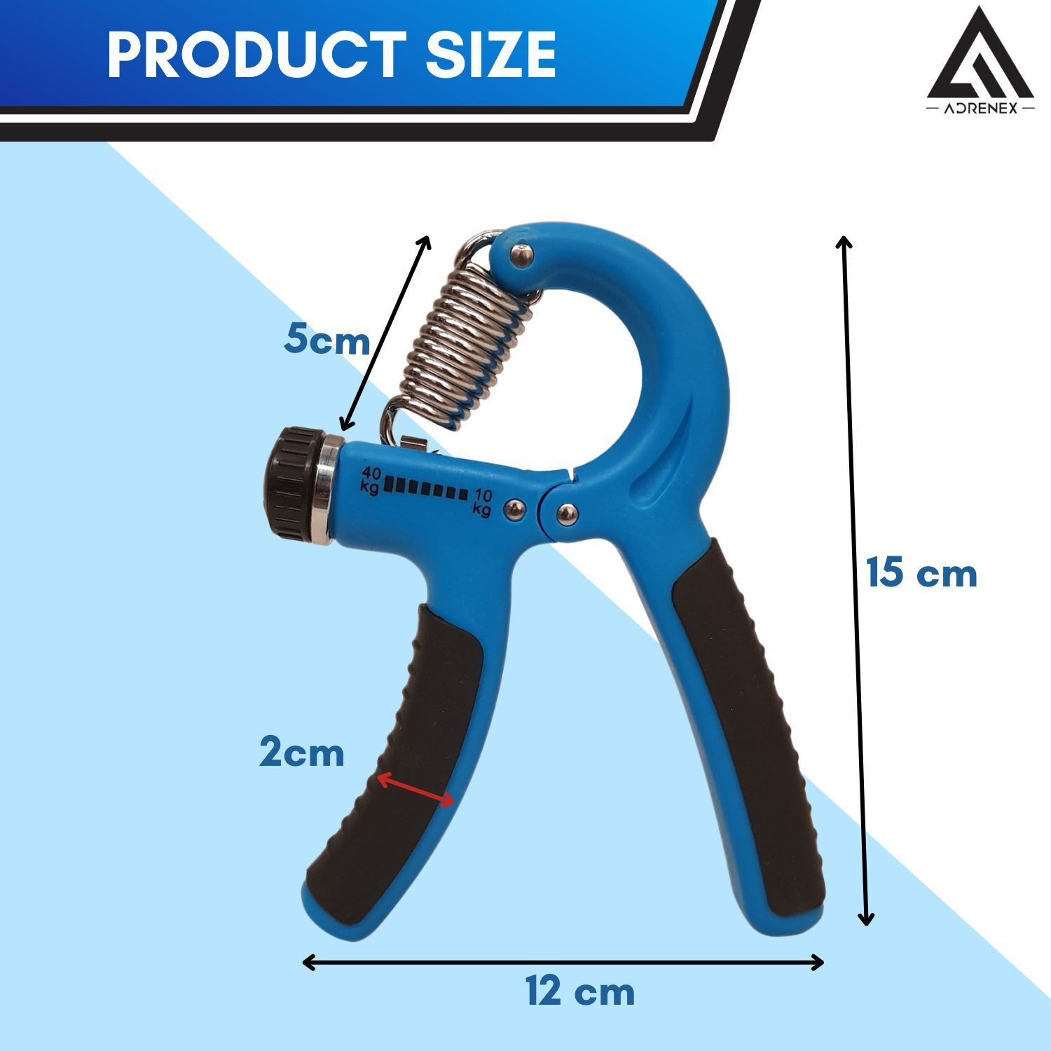 Image of Adrenex by Flipkart Adjustable Hand Grip Strengthener | Forearm & Wrist Strength Trainer Hand Grip /Fitness Grip