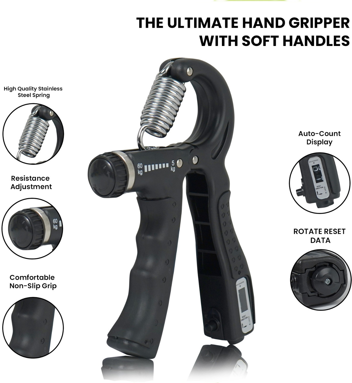 Image of LOVOCAL Hand Strengthener with Counter Adjustable Resistance (5-60KG) Hand Grip /Fitness Grip