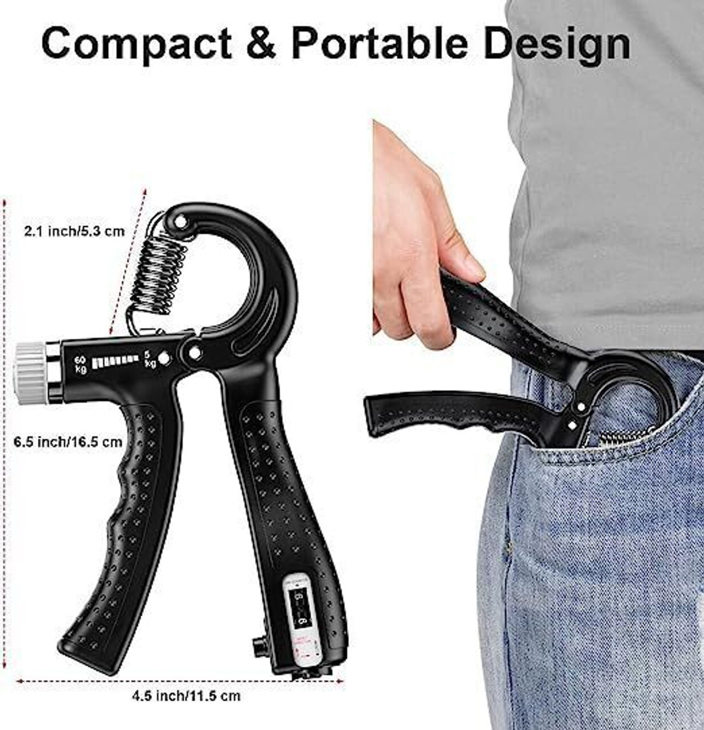 Image of A G Enterprises Durable Hand Grip Exerciser Adjustable 5-60Kg for Gym Workout & Stress Relief Hand Grip /Fitness Grip