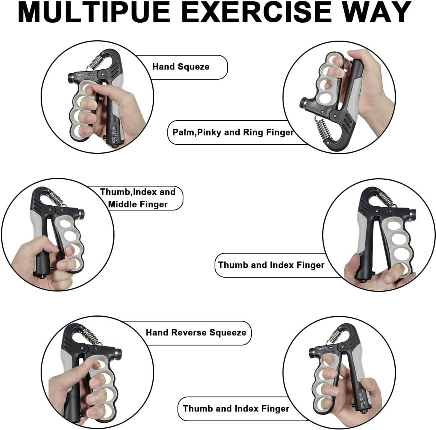 Image of Pheonix Fitness Combo of 5-100Kg Adjustable Hand Grip with Wrist Band & Foam Hand Grip Fitness Accessory Kit Kit