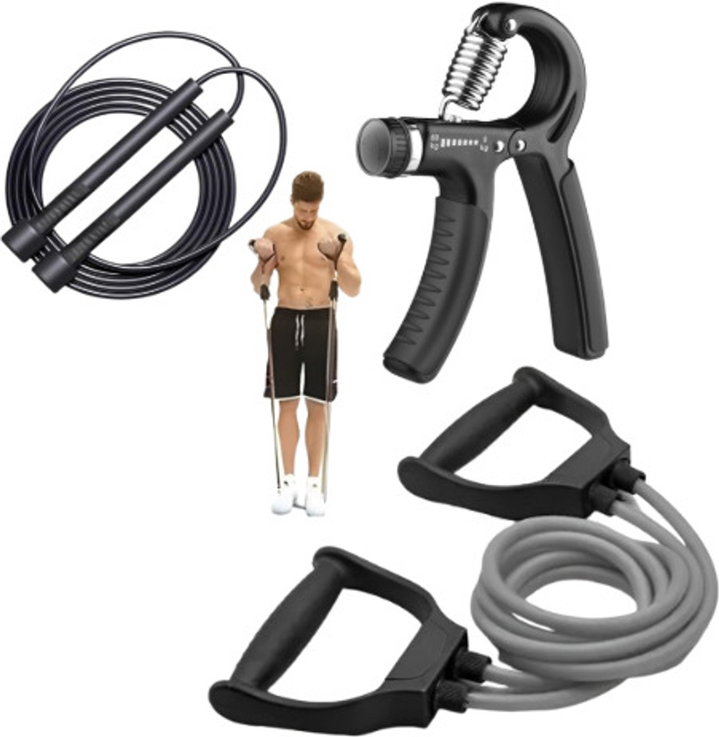 Image of UKARUS Toning Tube + Pencil Skipping Rope +hand Gripper for Unisex Hand Grip /Fitness Grip