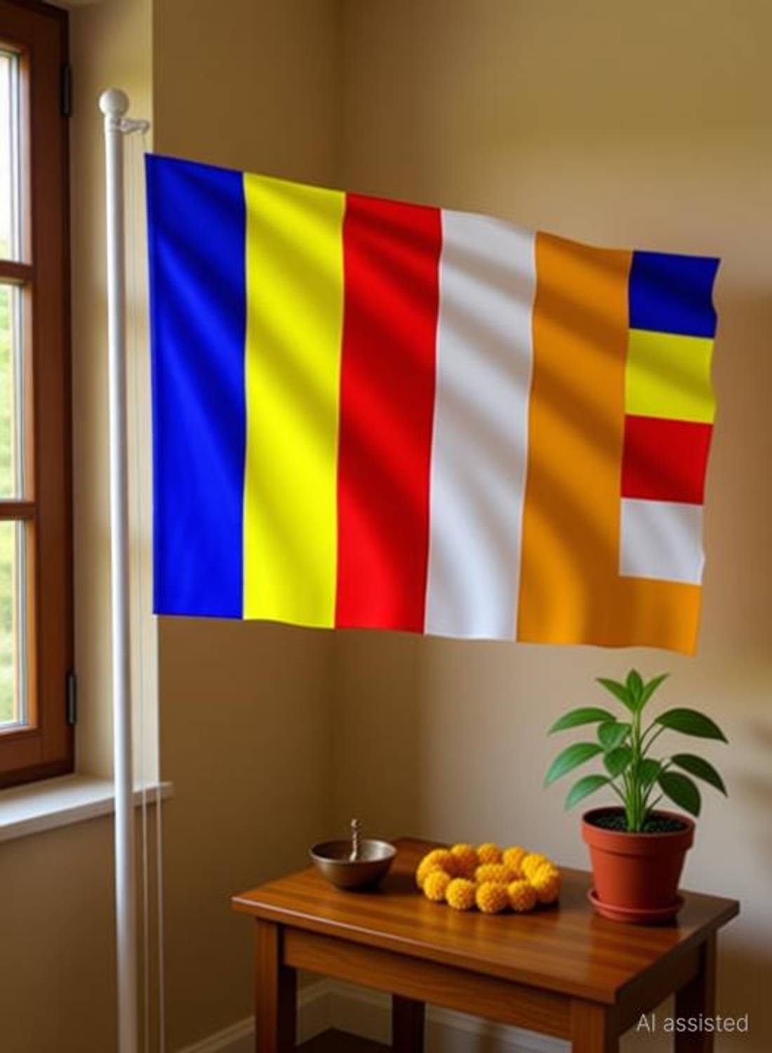 Buddhist / jay Bheem Flag / Panchsheel Flag 30X45 Inch Medium Size Pack of 1 Outdoor Flag 76.2 cm x 114.3 cm by Anexa