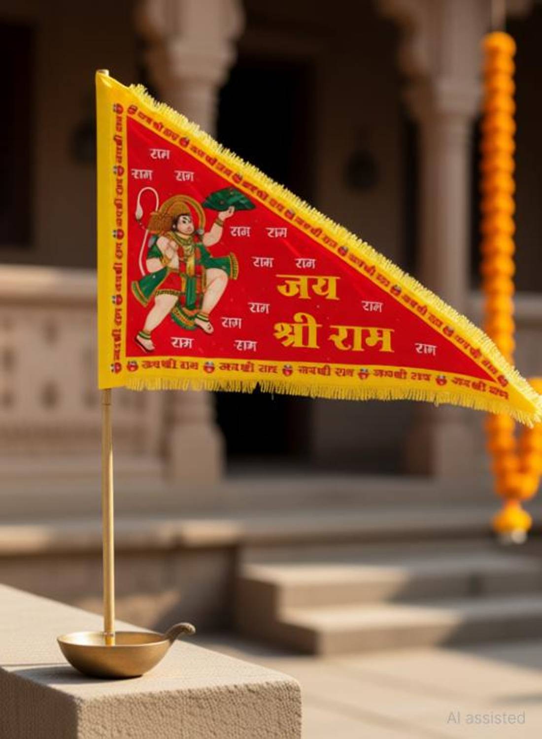 Hanuman Flag Outdoor Flag 104.1 cm x 53.3 cm by APNAA Agency