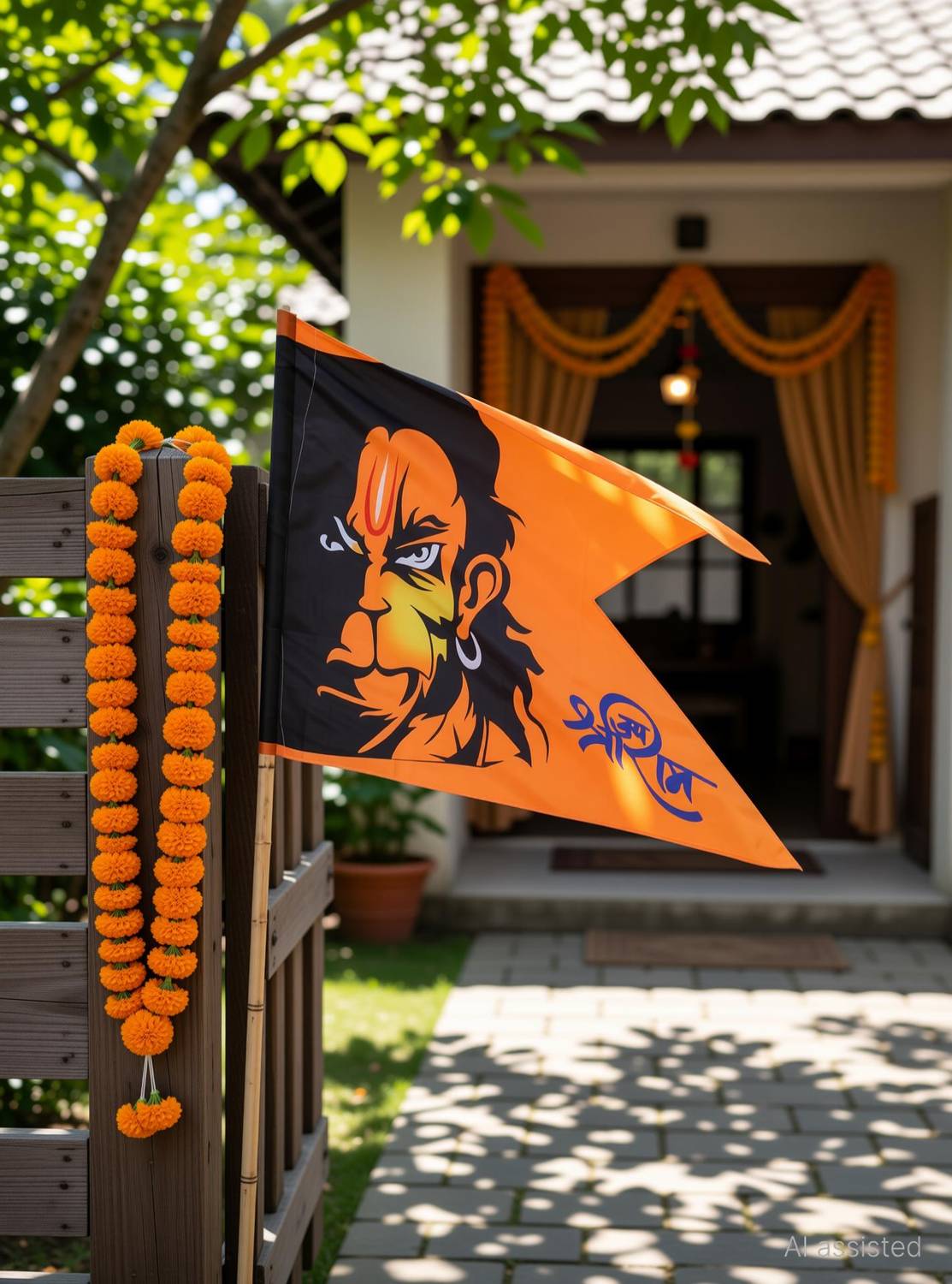 HANUMAN JI FLAG/RAM JI FLAG FOR RAM MANDIR AND HOME DECORATION 60*90 Outdoor Flag 228.6 cm x 152.4 cm by 10X-PRO