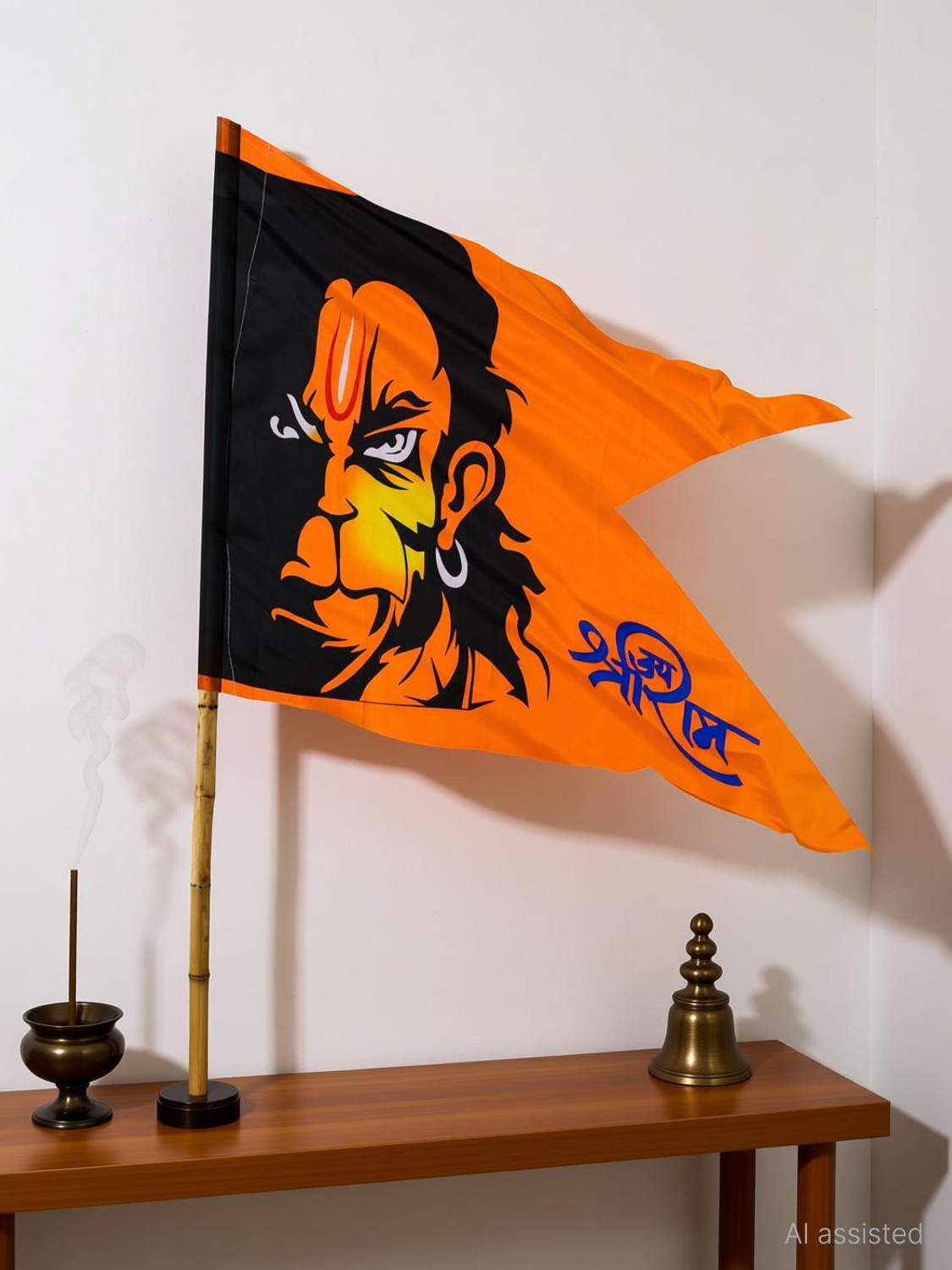 Image of Anexa Hanumanji Printed Flag / Bajrangbali Flag (Size 30 x 45) Pack of 1 A-Foldable Outdoor Flag
