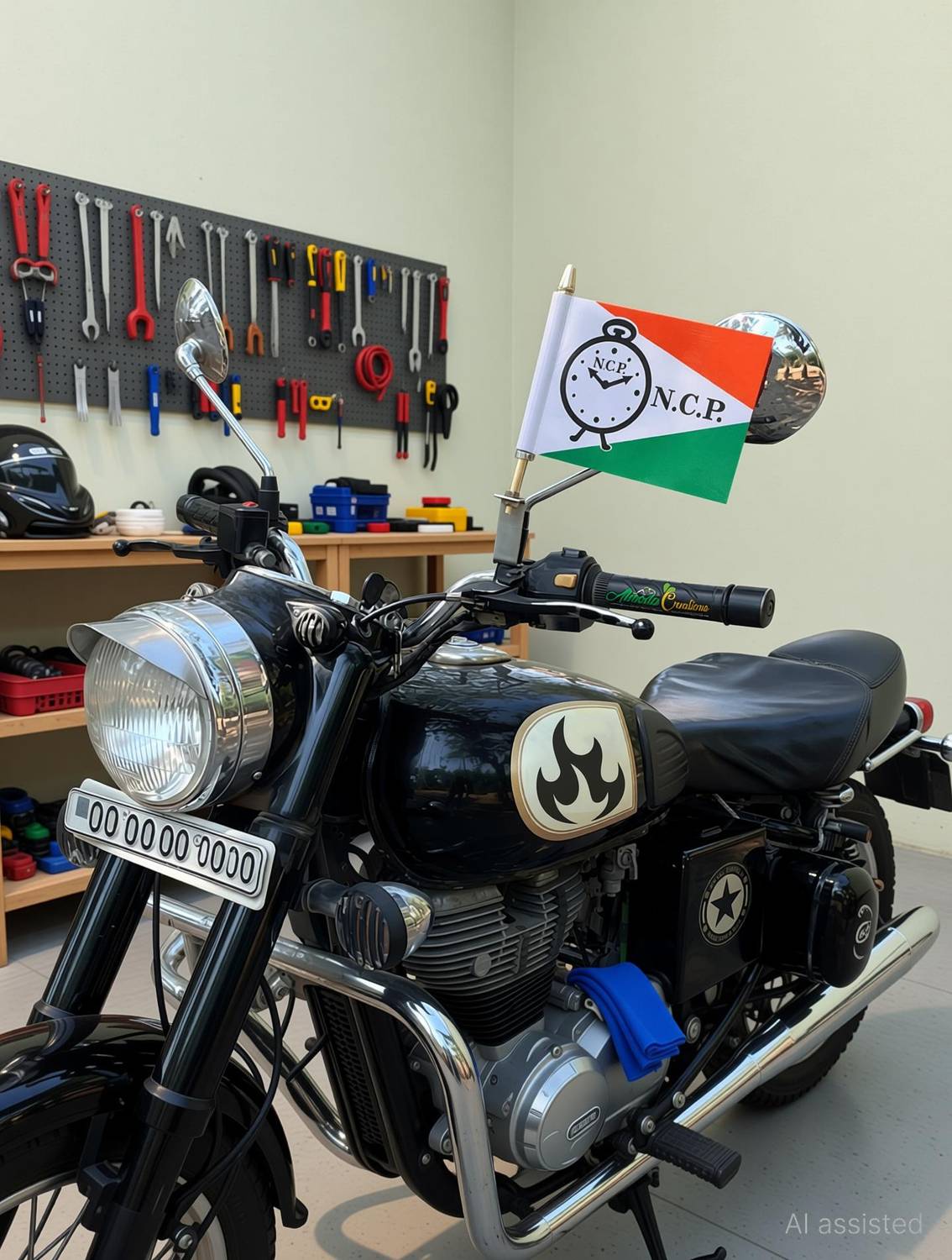 Nationalist Congress Party NCP Bike Handle Flag Outdoor Flag 33.0 cm x 45.7 cm by Almoda Creations