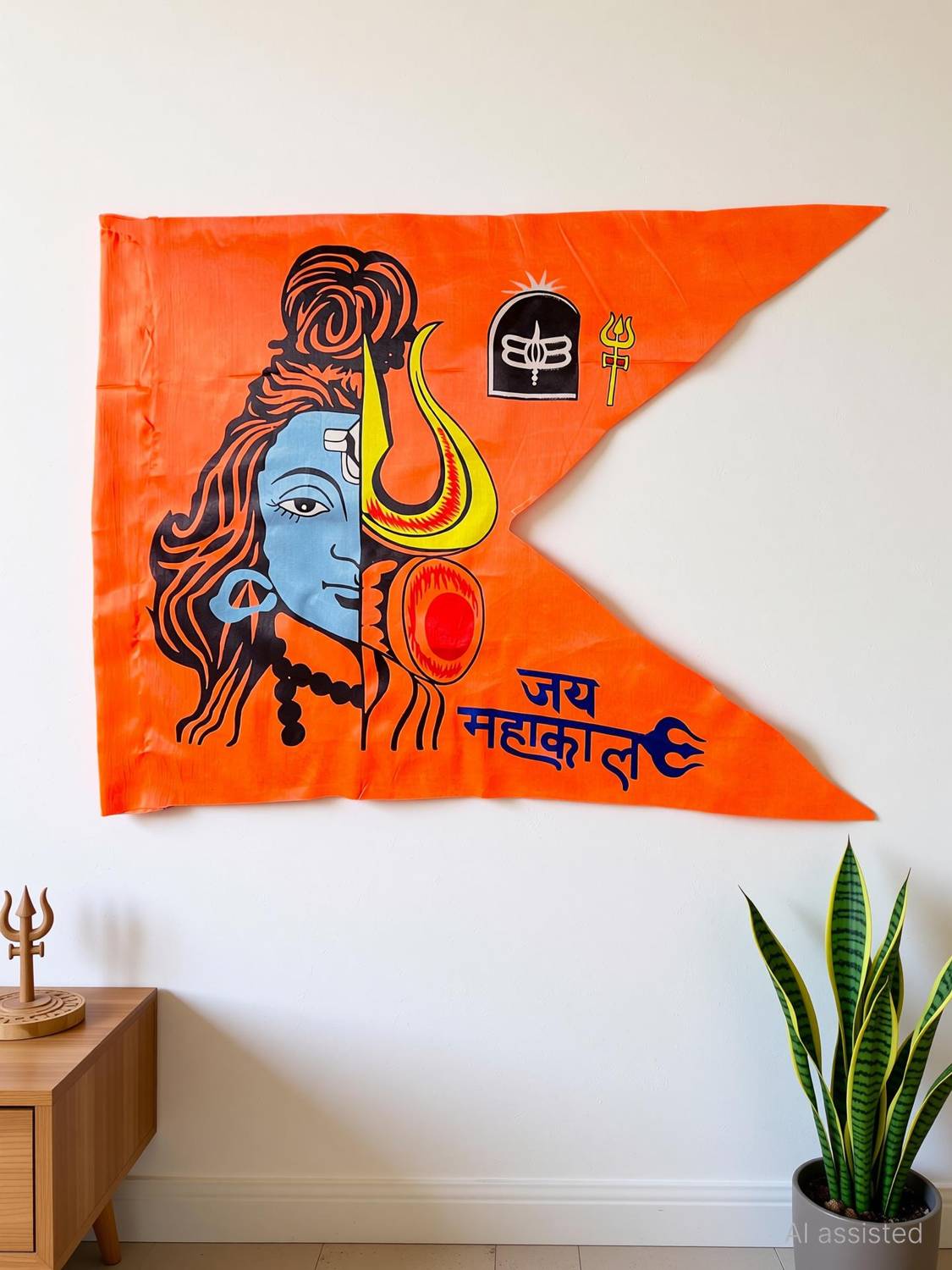 Mahadev Printed Flag / Bhole Baba / Shivji Flag / (Size 30X45) Inch Pack of 1 Outdoor Flag 76.2 cm x 114.3 cm by Anexa