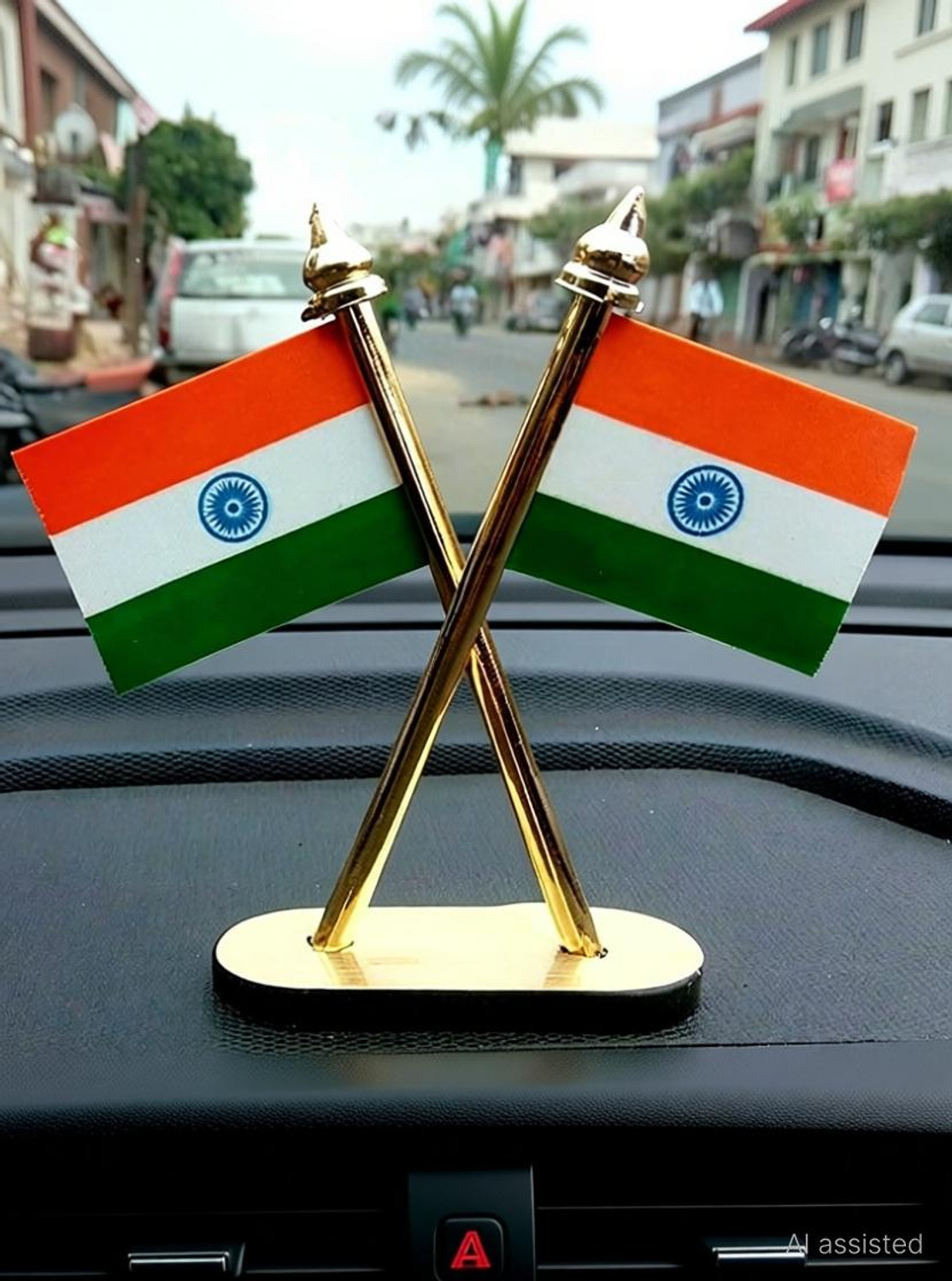 Image of flage Indian flag for car dashboard, office table, study table Car Dashboard Flag 22.9 cm x 15.2 cm (Nylon, Pack of 1)