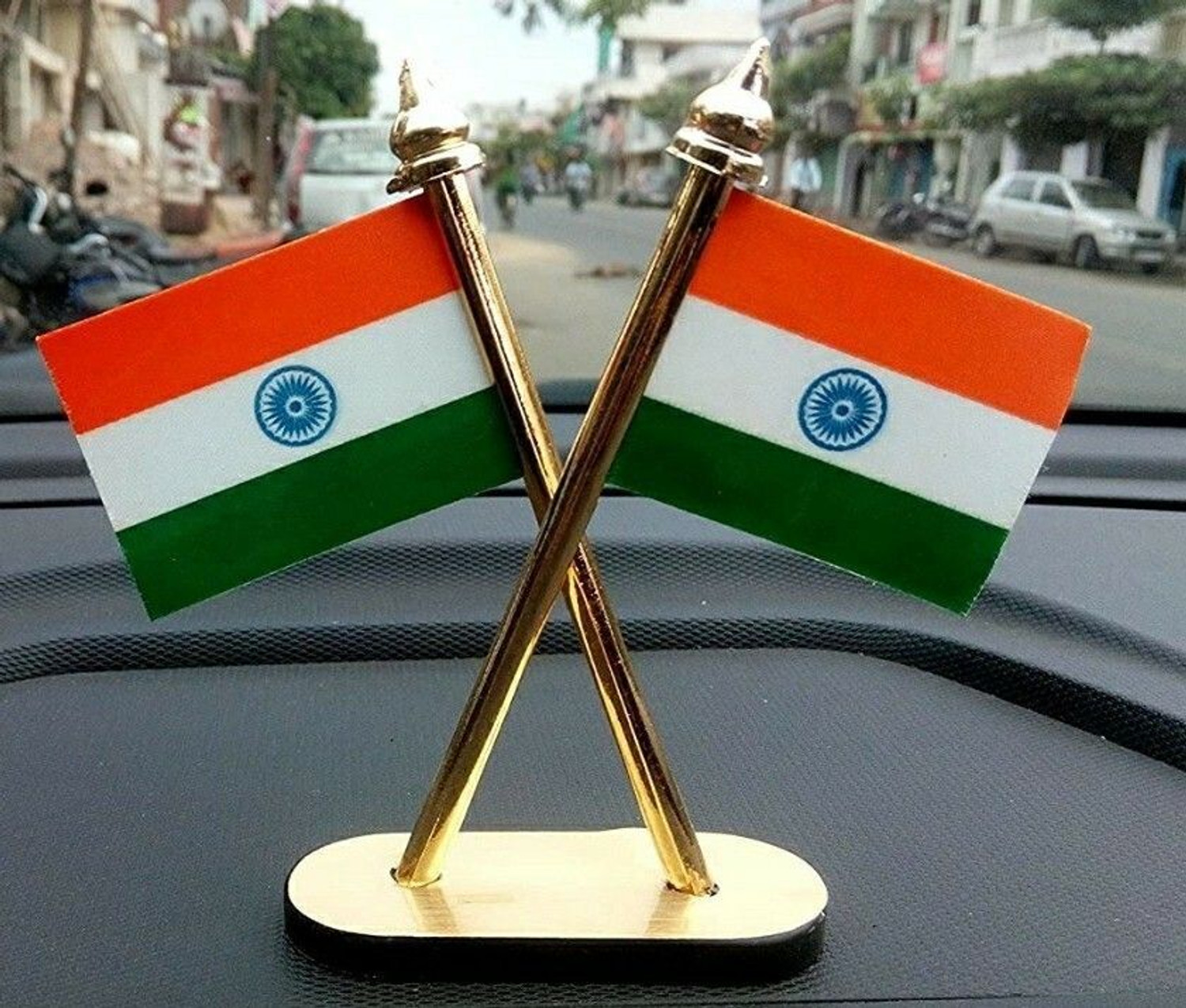 Image of flage Indian flag for car dashboard, office table, study table Car Dashboard Flag 22.9 cm x 15.2 cm (Nylon, Pack of 1)