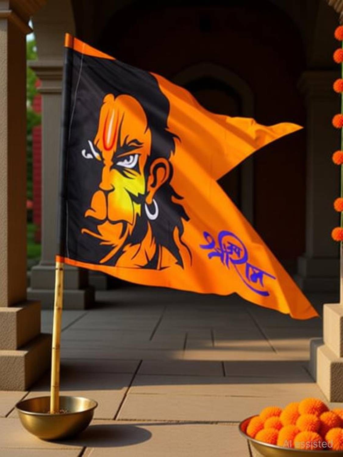 Hanuman Jhanda Outdoor Flag 63.5 cm x 50.8 cm by DKB