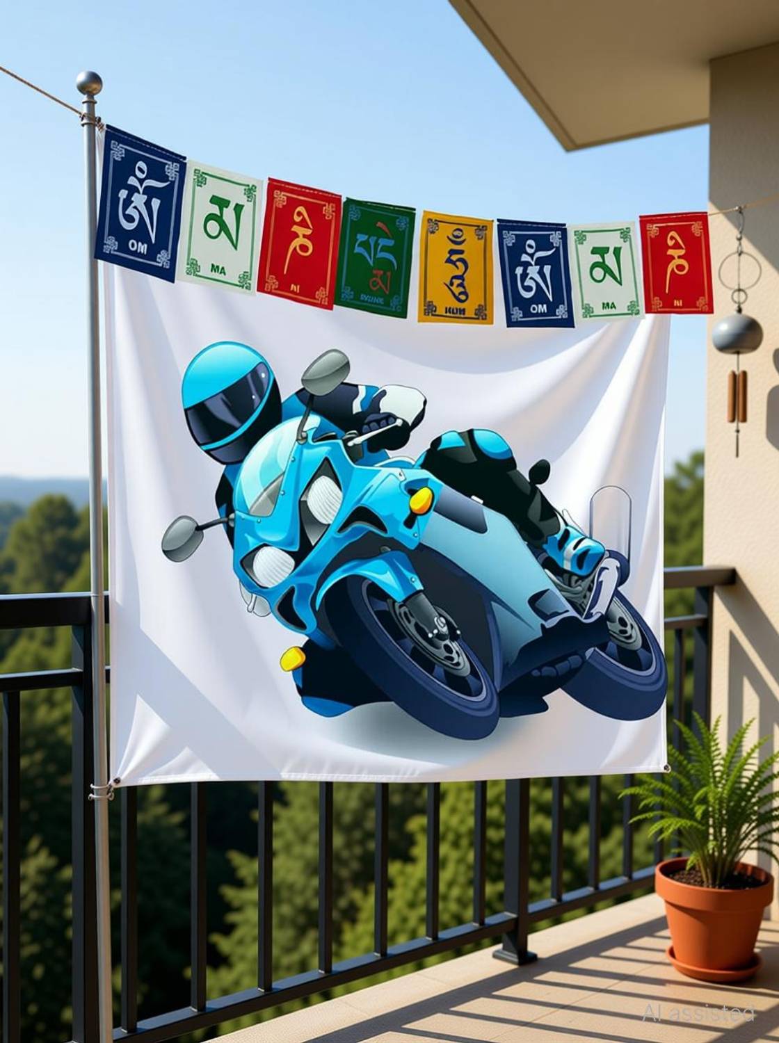 Buddhist Prayer Flag Outdoor Flag 58.4 cm x 12.7 cm by Auto MT