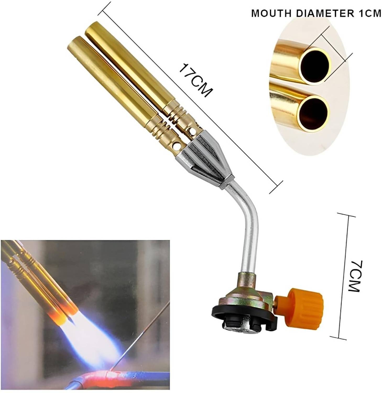 2fortheroad 80068 Butane Gas Manual 360 degree Double Twin Brass Nozzle Burner Blow Torch Flambe Torch