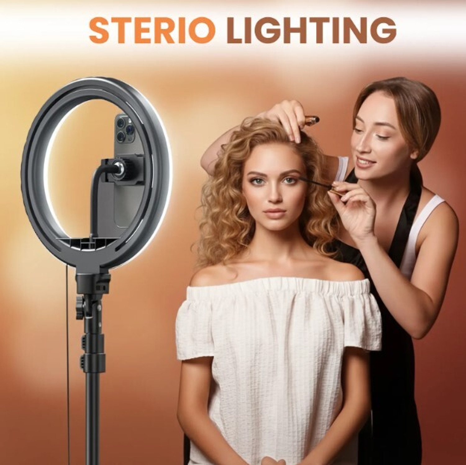 Image of Kratos 10 Inch Ring Light with Stand, 7 Feet Tripod with Ring Light, 3 Lighting Modes Ring Flash