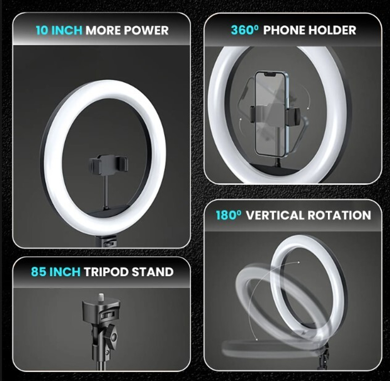 Image of Kratos 10 Inch Ring Light with Stand, 7 Feet Tripod with Ring Light, 3 Lighting Modes Ring Flash