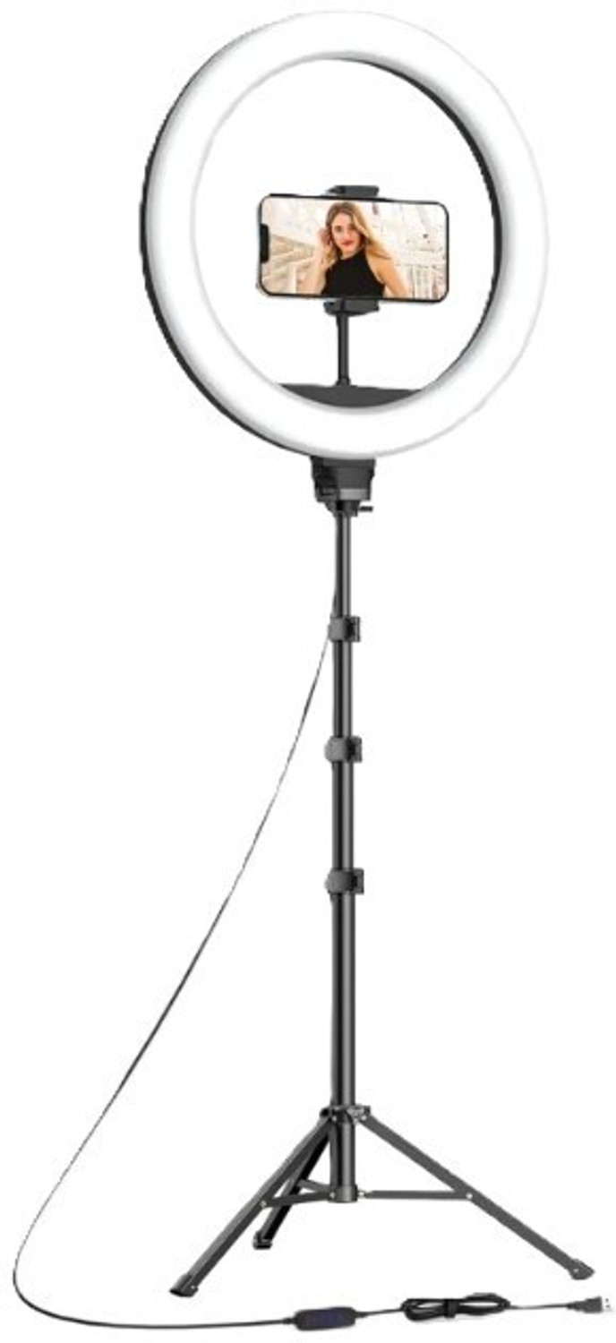 Image of Kratos 12 Inch Ring Light with Stand, 7 Feet Tripod with Ring Light, 3 Lighting Modes Ring Flash