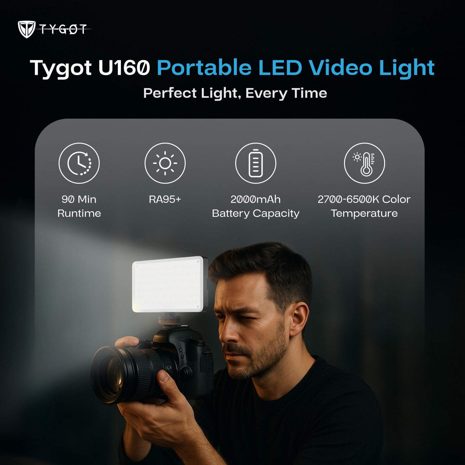Image of Tygot U160 Portable LED Video Light for Mobile & DSLR Flash