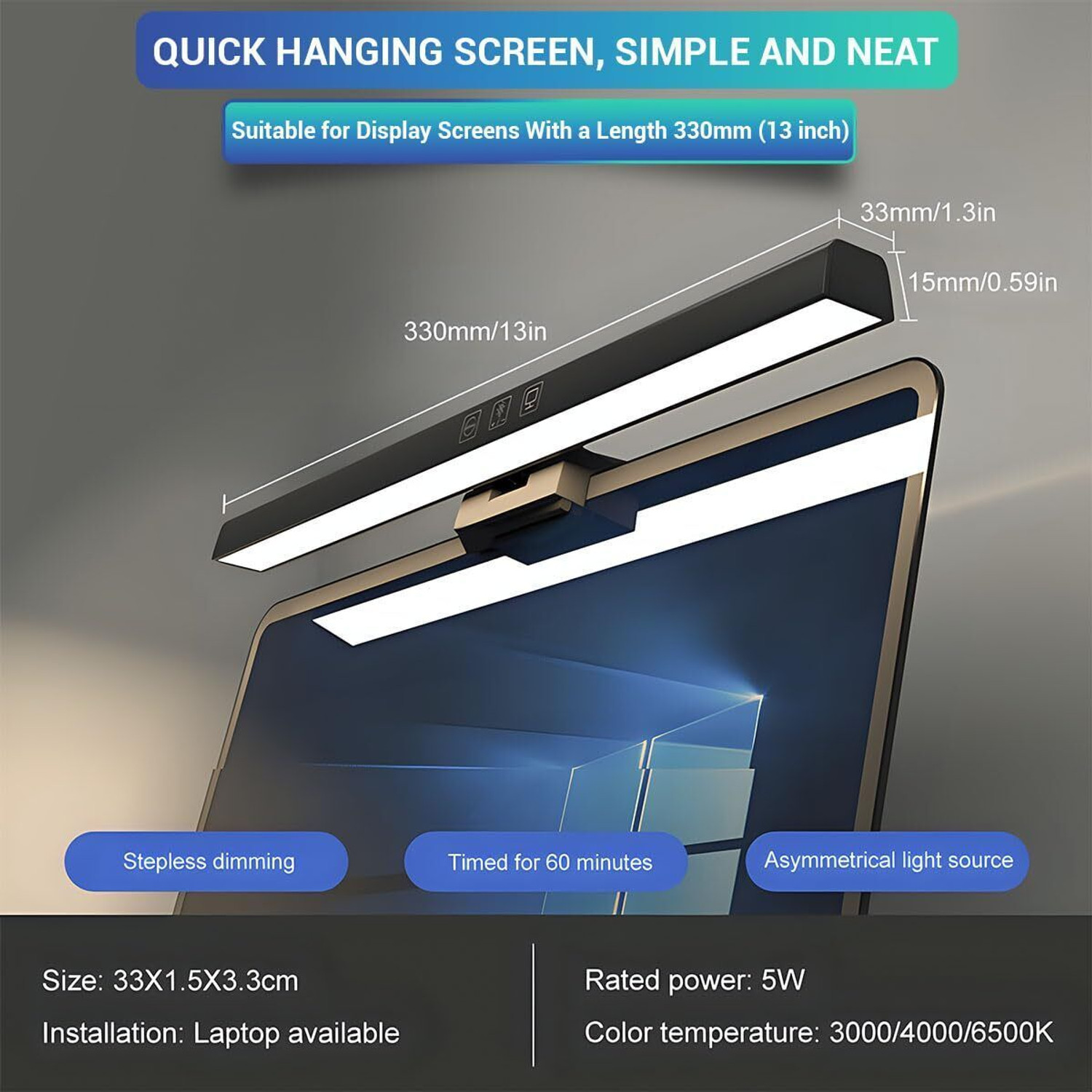 Image of amaz SmartGlow LED Monitor Light Bar USB Type-C | Anti-Glare Eye-Care Desk Lamp Flash