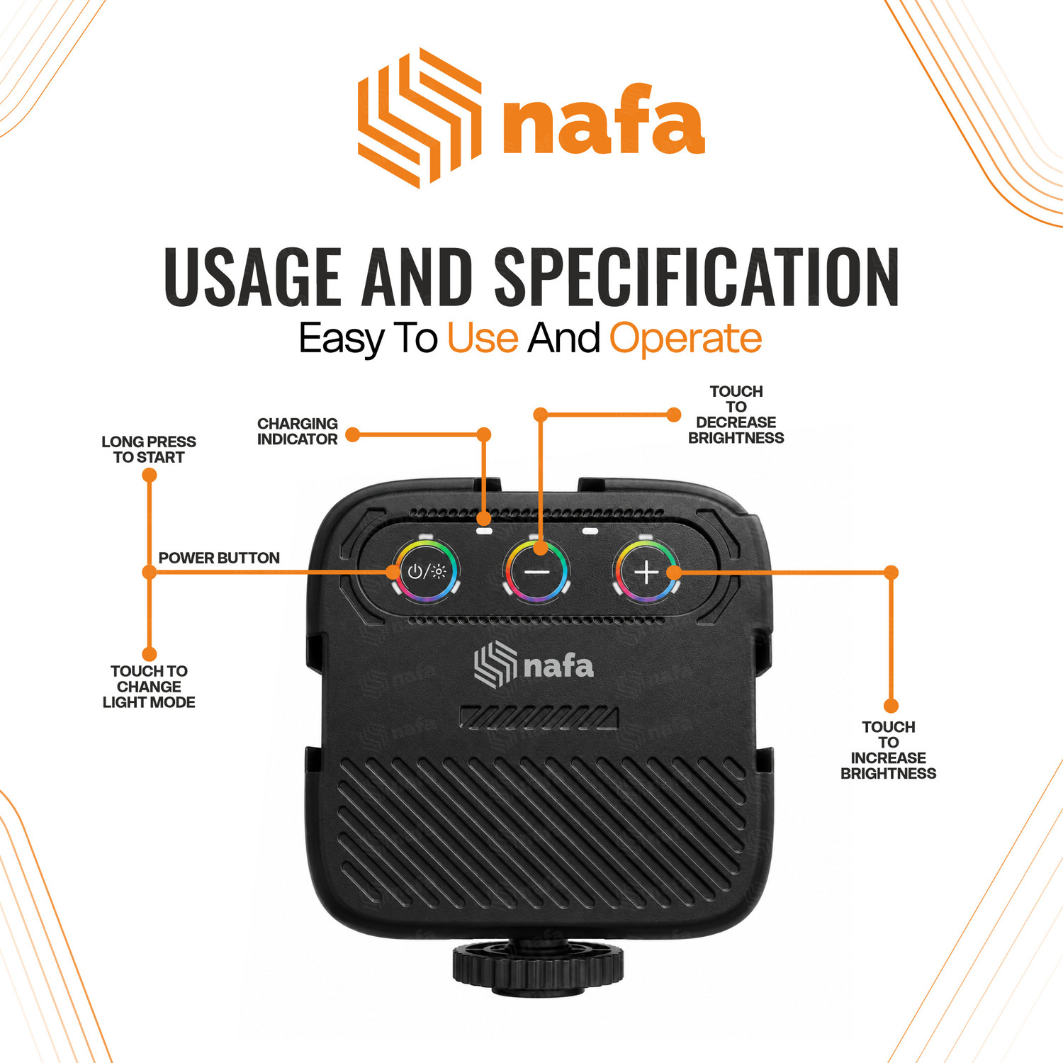 Image of NAFA Halyo Chroma RGB LED Video Fill Light for Camera & Mobile, 1500mAh Battery Flash