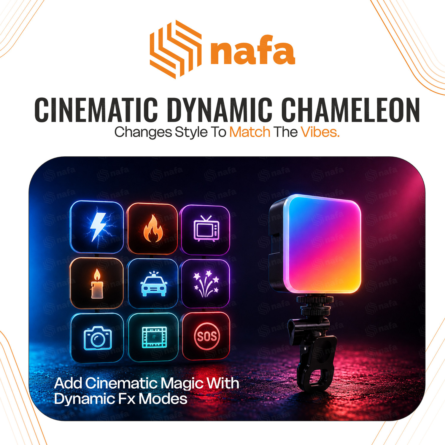 Image of NAFA Halyo Chroma RGB LED Video Fill Light for Camera & Mobile, 1500mAh Battery Flash