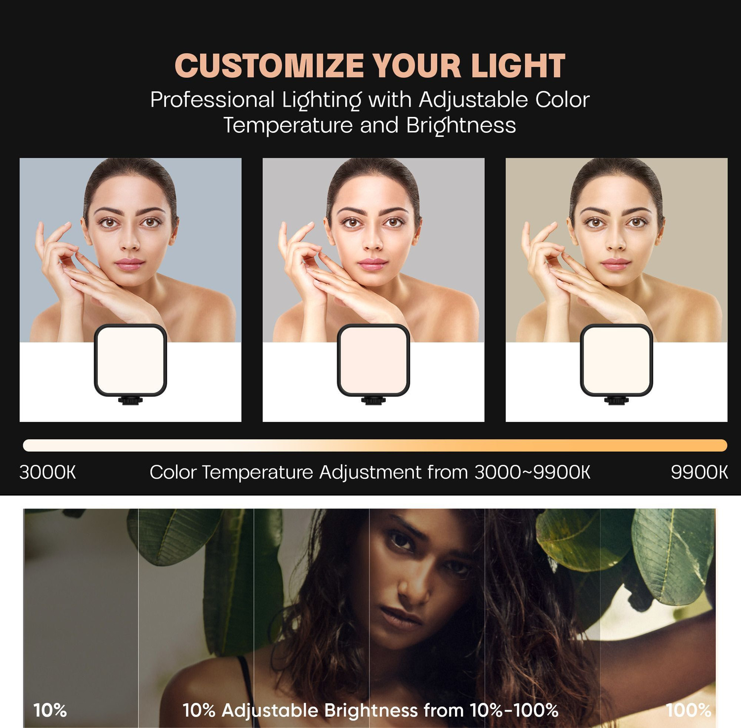 Image of Tygot TG-X100 LED Video Light for Phone, Camera, Laptop, Meeting, Photography Flash