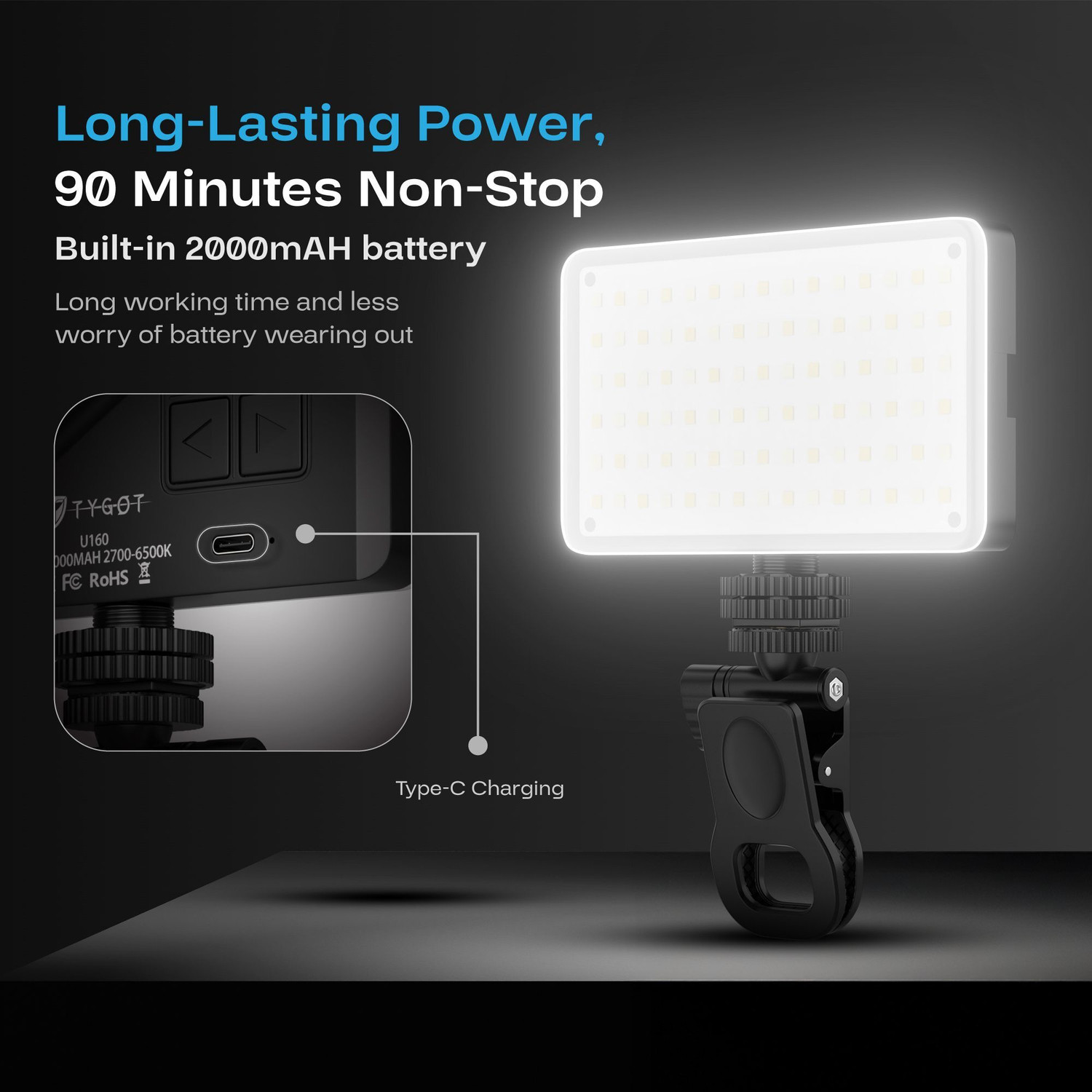 Image of Tygot U160 Portable LED Video Light for Mobile & DSLR Flash