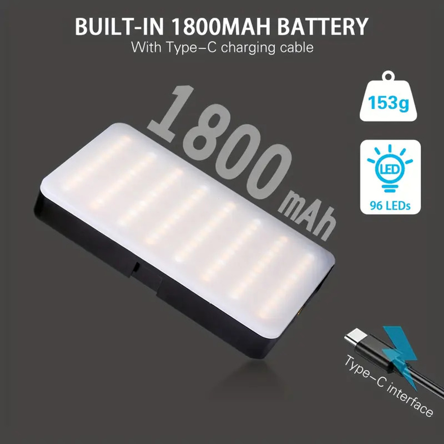 Image of Fitgear FG-K5 SelfieLight Rechargeable 1800mAh Battery Portable Mini Clip LED VideoLight Flash